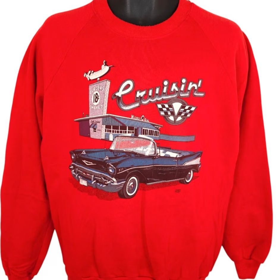 Jerzees VINTAGE Jerzees Sweatshirt Mens Size M Red 80s Wiener King Made In USA Car Size US M / EU 48-50 / 2 - 2 Thumbnail
