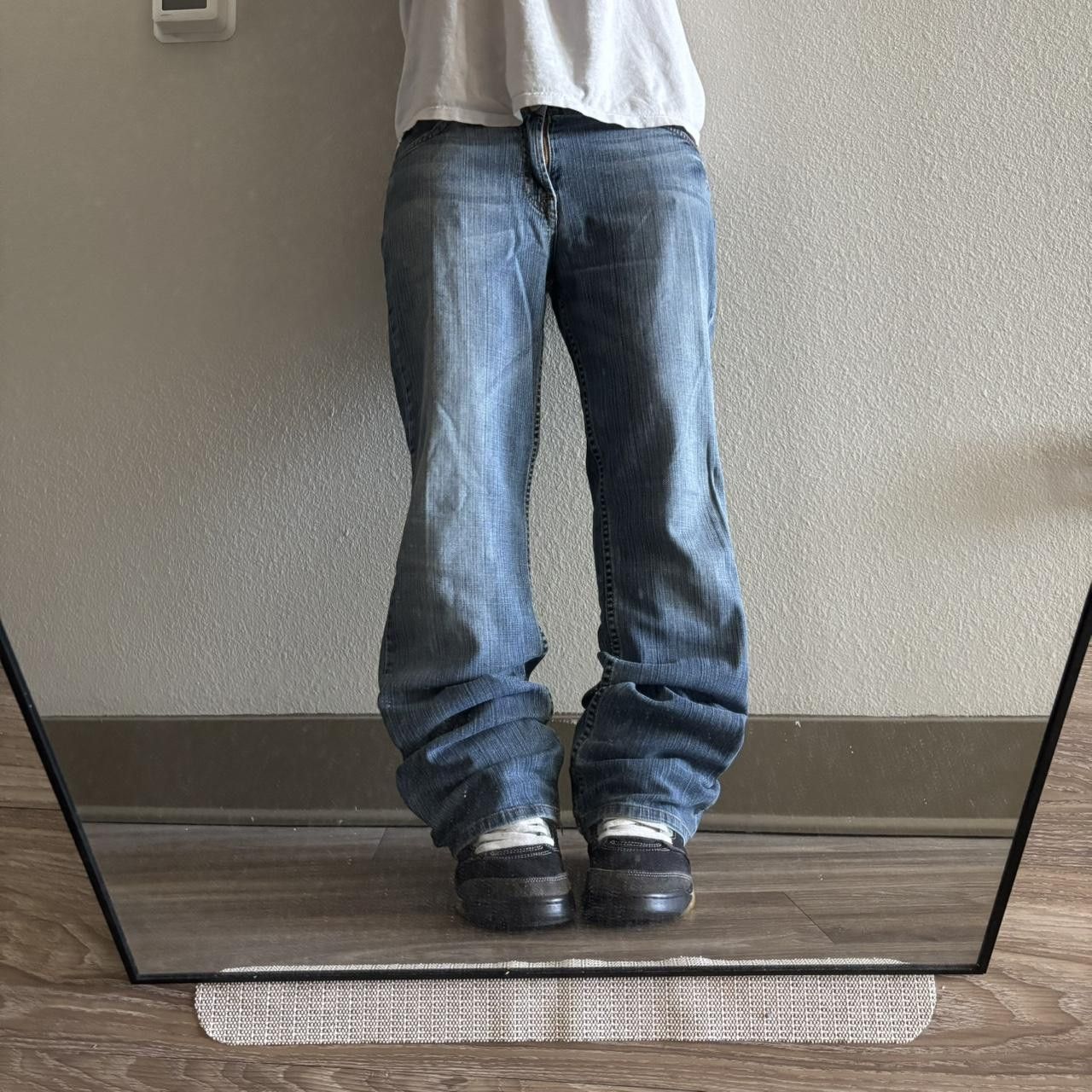 Japanese Brand Crazy Vintage Y2K/2000s Grunge Faded Dark Wash Bootcut Denim Jeans! 32x32 Size US 32 / EU 48 - 1 Thumbnail