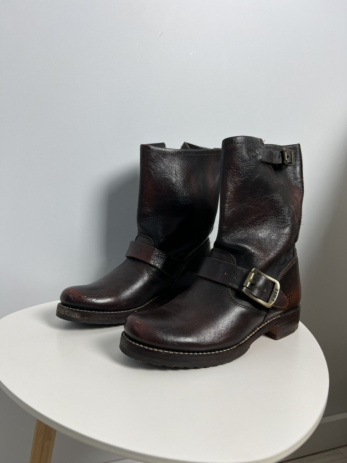 Frye Frye Cowboy Brown Leather Calf Riding Boots Size 8 Size US 8 / IT 38 - 4 Thumbnail