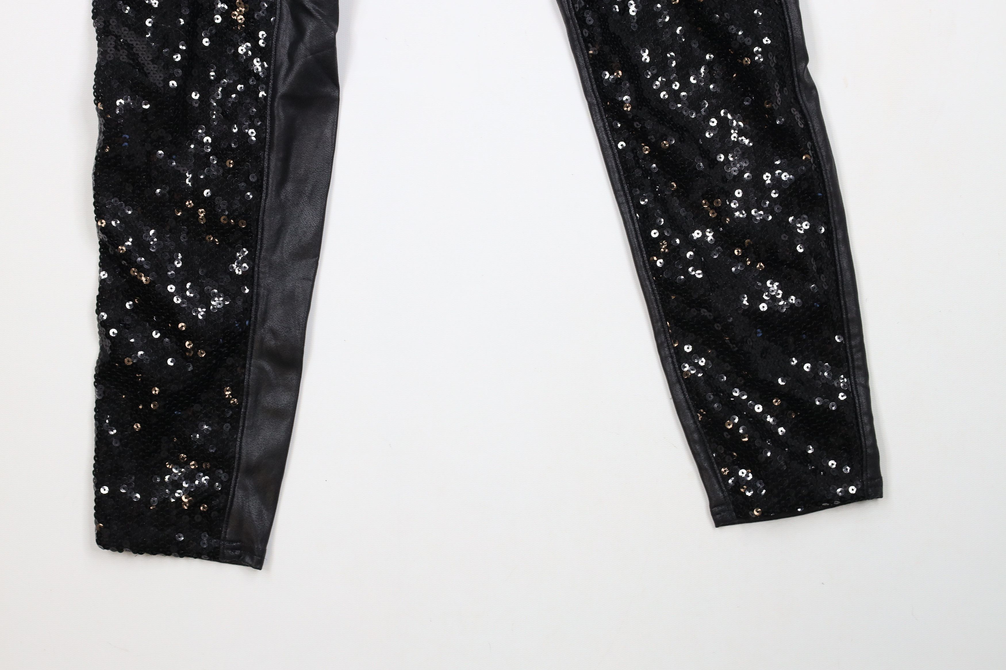 Spanx × Vintage Spanx Faux Leather Sequined Stretch Shapewear Leggings Black Size 30" / US 8 / IT 44 - 4 Thumbnail