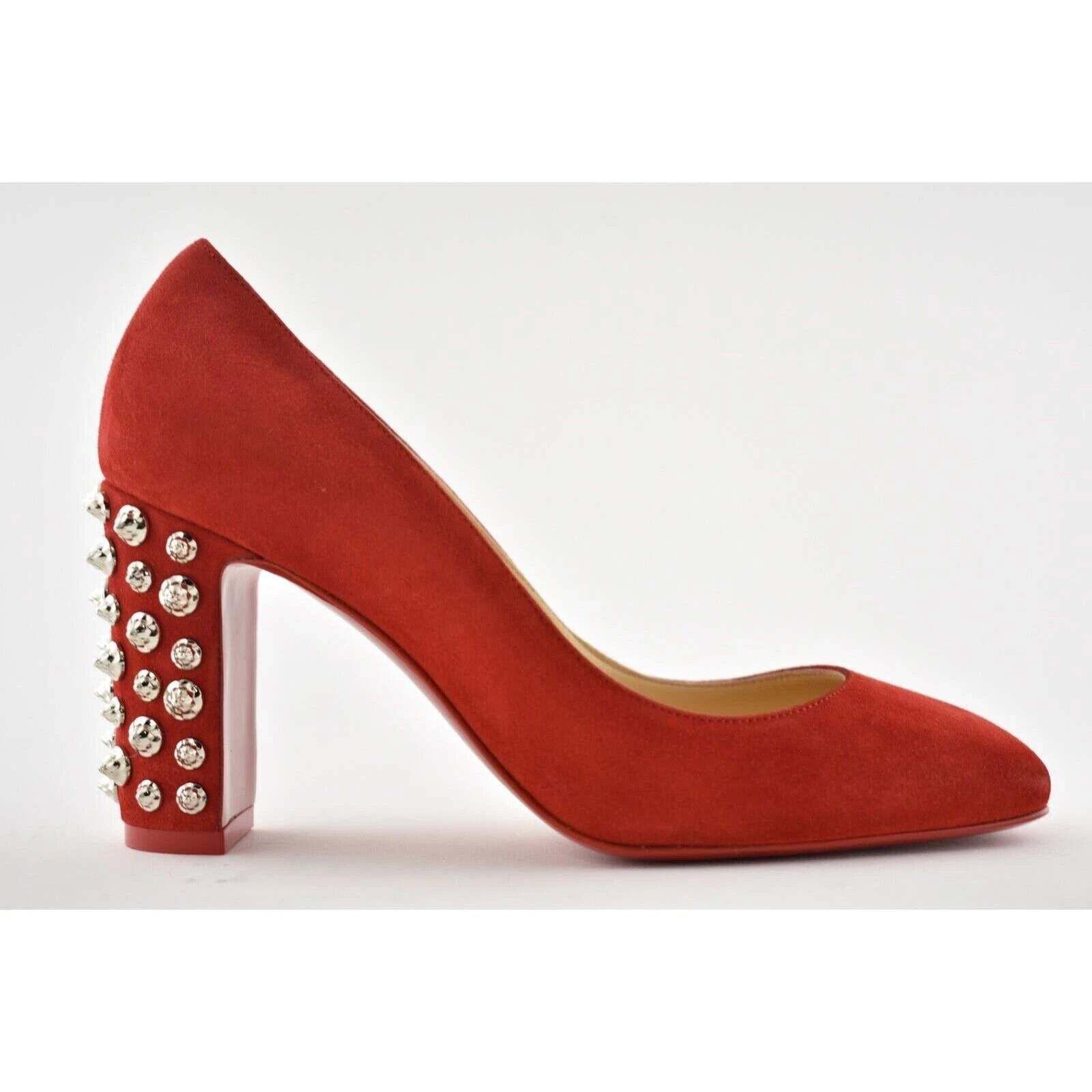 Christian Louboutin Christian Louboutin Donna Stud Spikes 85 Loubi Red Silver Size US 5.5 / IT 35.5 - 3 Thumbnail