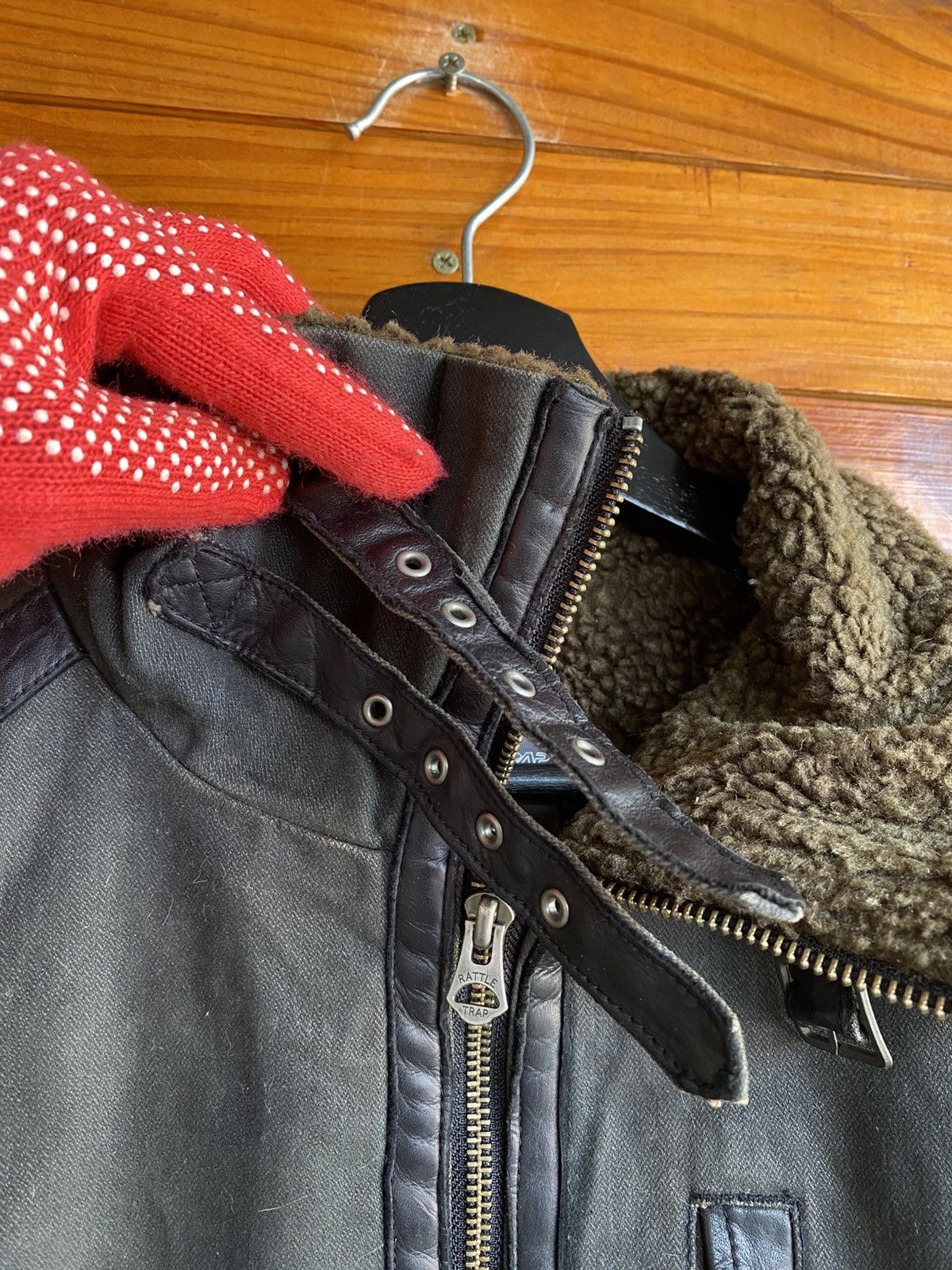 Japanese Brand Rattle Trap Sherpa Lined Olive Green Jacket Biker Winter Size US M / EU 48-50 / 2 - 9 Thumbnail