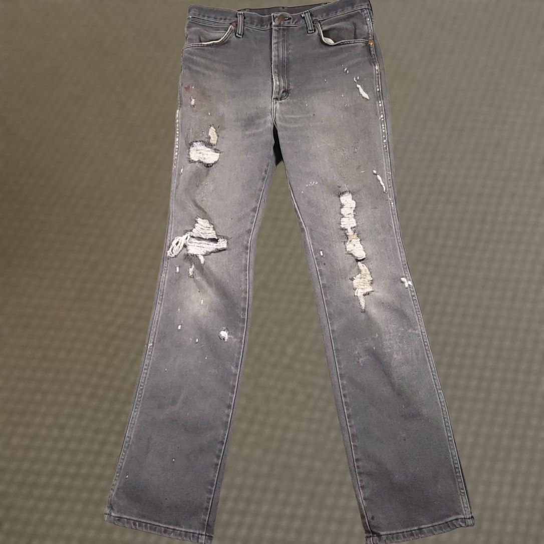 Wrangler VINTAGE Wrangler Jeans Men Slim Black Denim 34x36 Cowboy Cut Distressed 938BLK Western Cowboy Ride Adult Mens Size US 34 / EU 50 - 1 Thumbnail