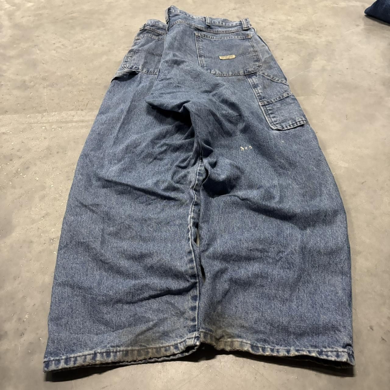 Japanese Brand × Vintage Crazy Vintage Y2K/2000s Baggy Medium Wash Workwear Carpenter Skater Denim Jeans! Size US 40 / EU 56 - 4 Thumbnail
