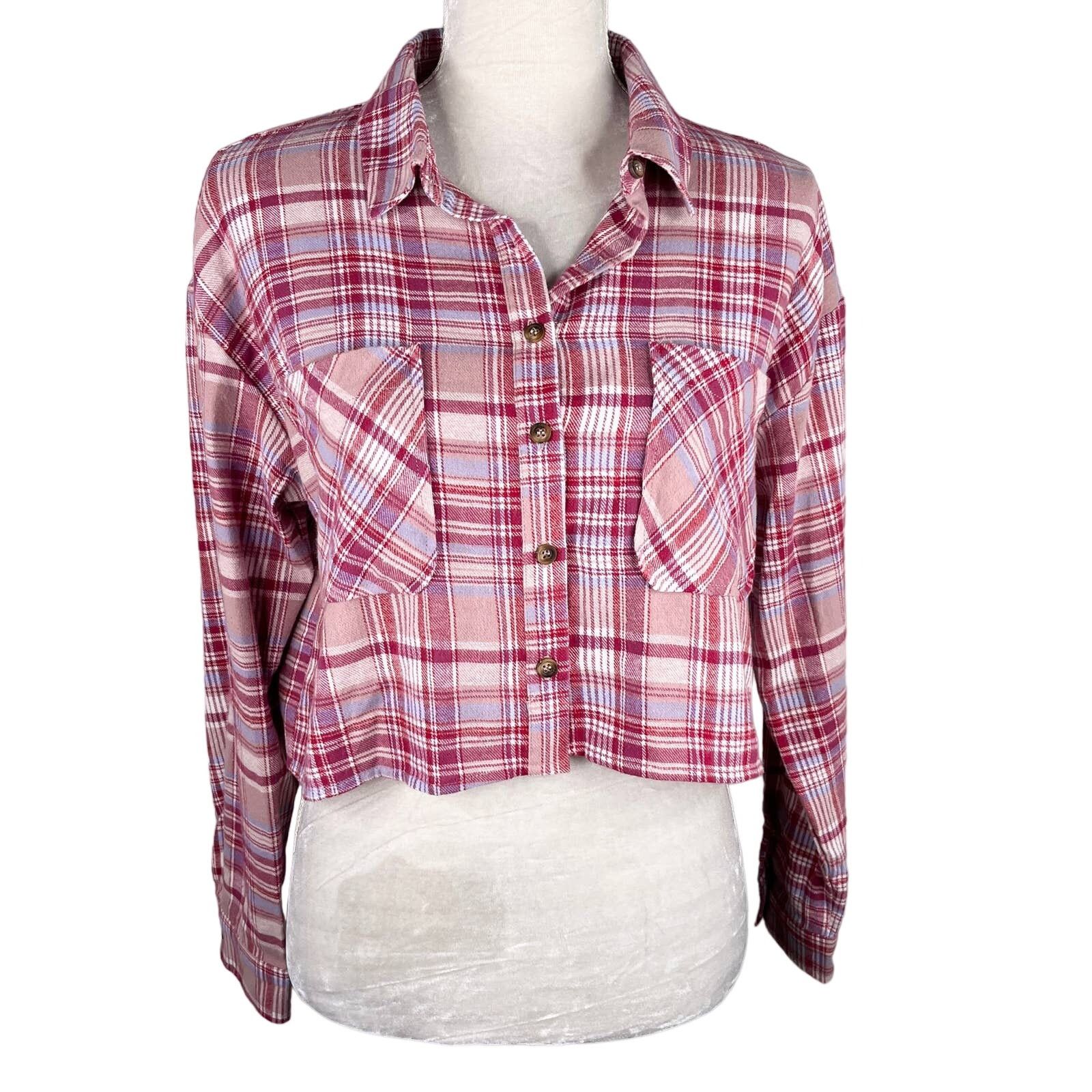 Other Stanton Arden Plaid Flannel Button Down M Cropped Wine New Size M / US 6-8 / IT 42-44 - 1 Thumbnail