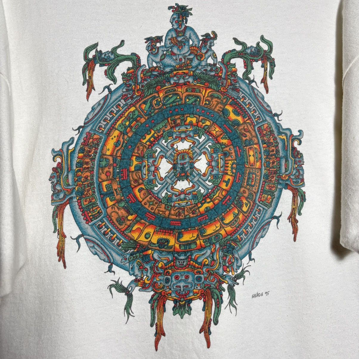 Vintage Vintage 90s Savage Mayan Art T-Shirt Size US XL / EU 56 / 4 - 3 Thumbnail