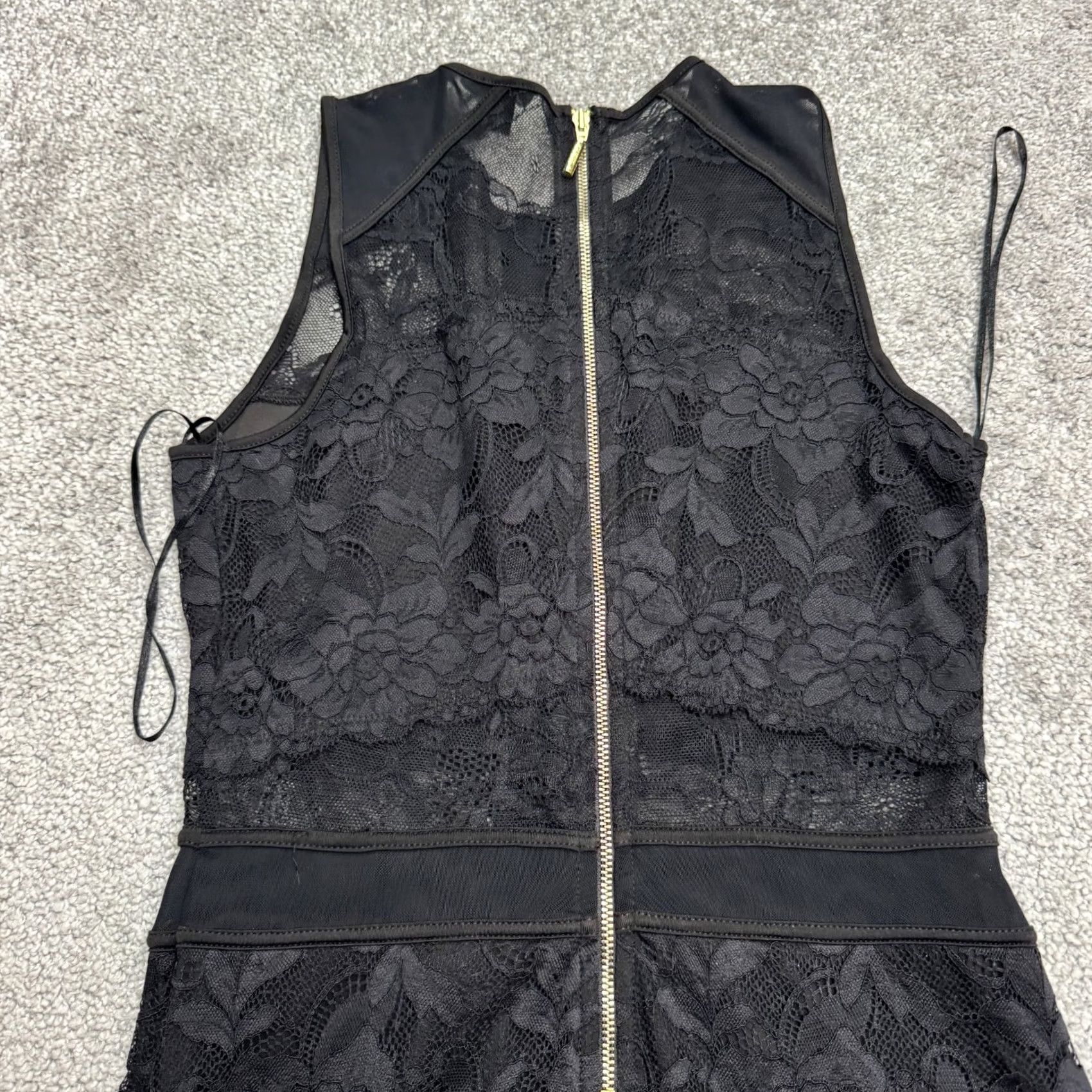 Guess GUESS Black Lace Tiered Bodycon Mini Dress Womens S Sleeveless Party Sheer Nylon Spandex Size S / US 4 / IT 40 - 4 Thumbnail