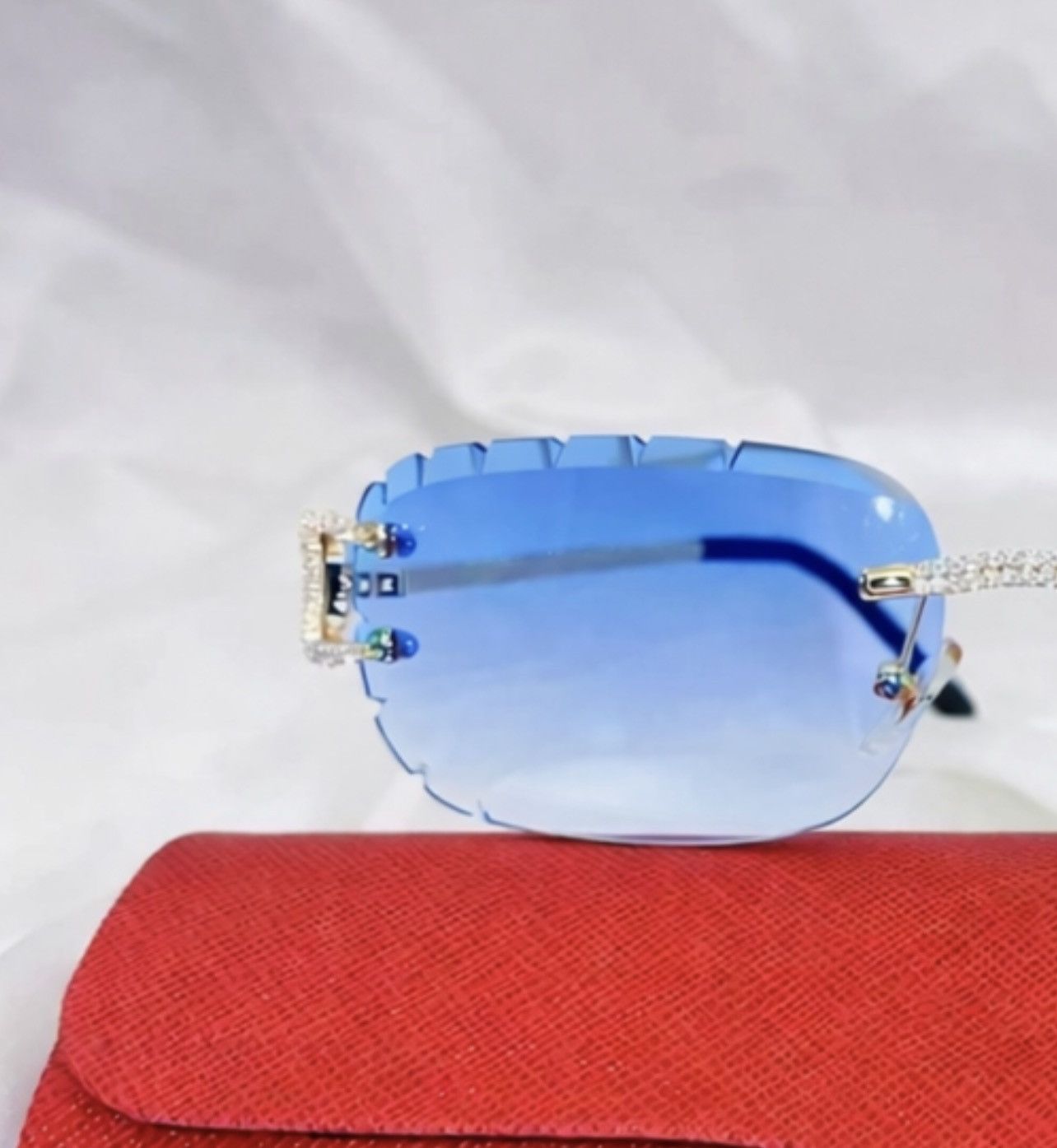 Other New Cut Blue Lens Sunglasses square Rimless Sunglasses High Size ONE SIZE - 3 Thumbnail