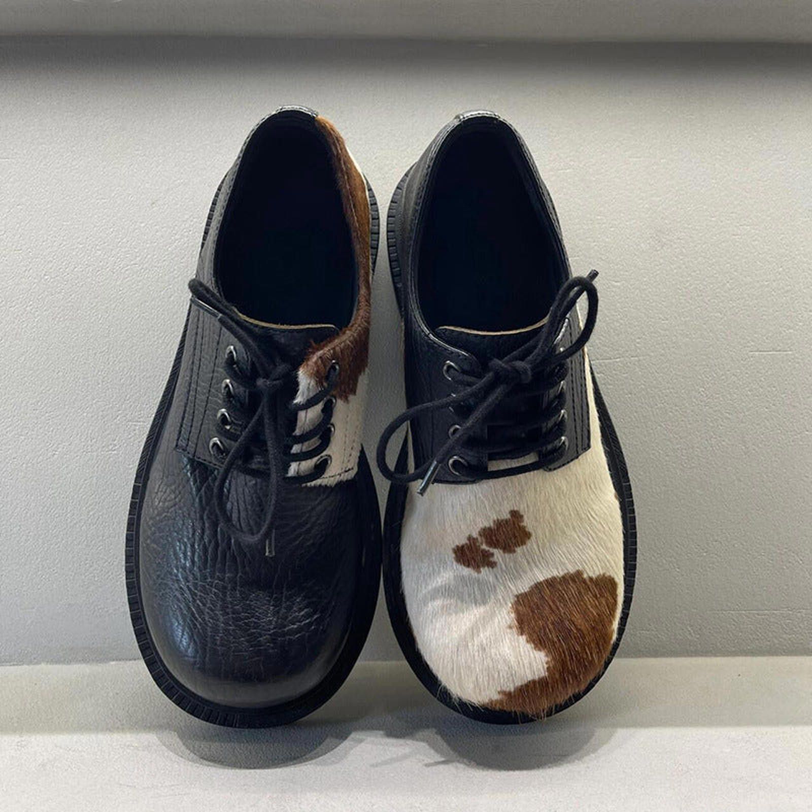 Leather Cream Cow-Texture Leather Derby Shoes Size US 7 / EU 40 - 3 Thumbnail