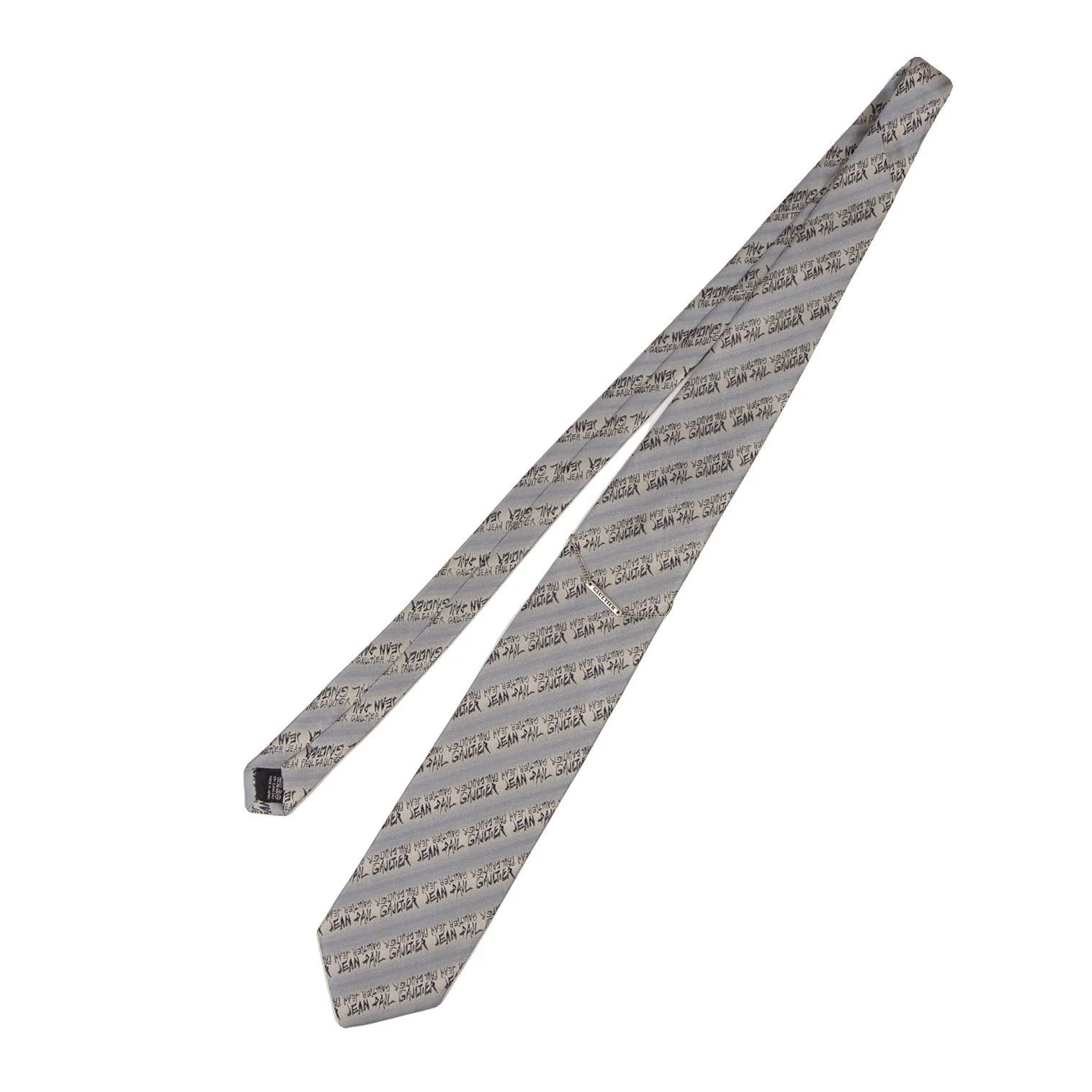 Jean Paul Gaultier Chain-Decorated Jacquard Tie in Gray and Navy Size ONE SIZE - 3 Thumbnail