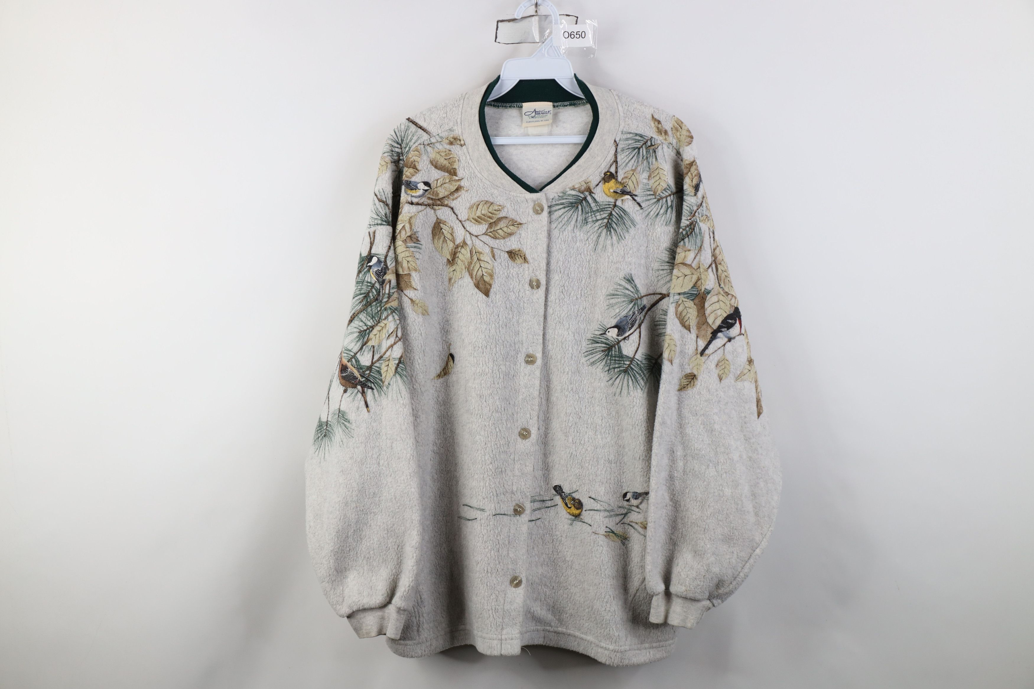 Vintage Vintage 90s Streetwear Bird All Over Print Fleece Sweater Size XXL / US 16-18 / IT 52-54 - 1 Thumbnail