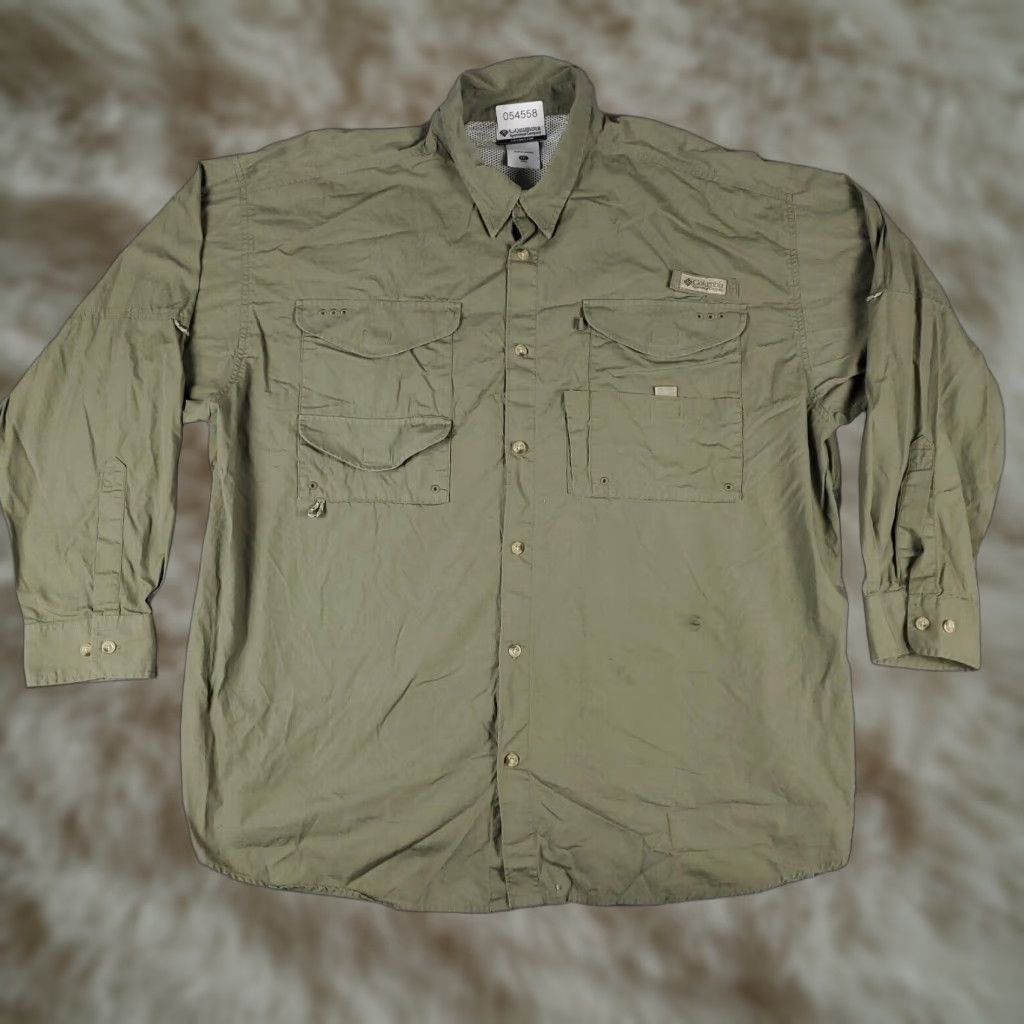 Vintage Columbia Shirt 2XL Beige Cotton Button-Up Long Sleeve Collared Pocketed Casual Mens Size US XXL / EU 58 / 5 - 1 Thumbnail