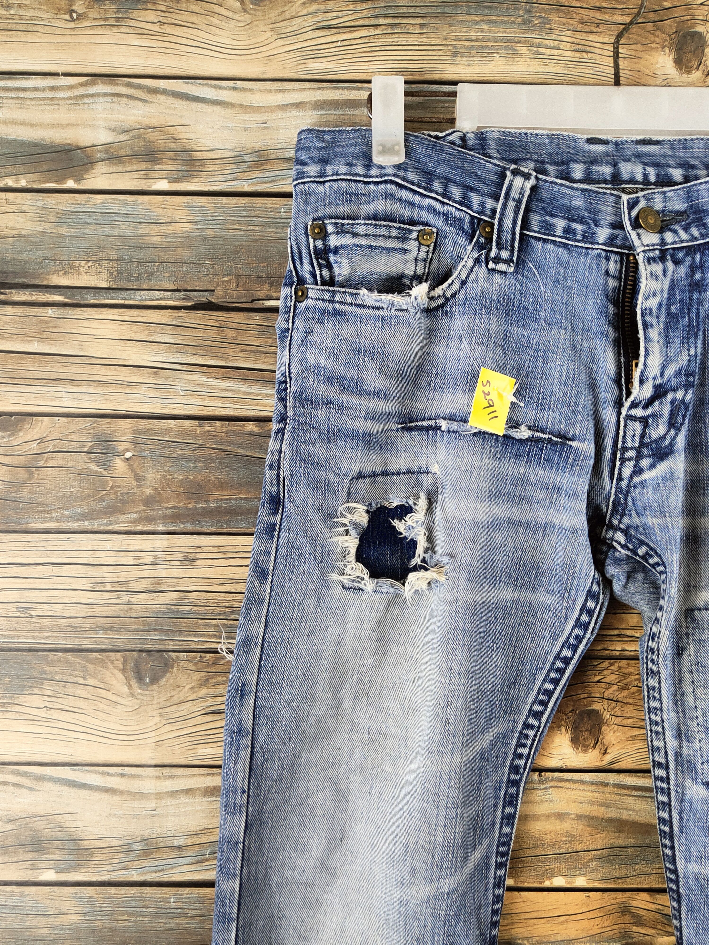 TMT d TMT Blue Distressed Ripped denim Jeans #S2911 Size 33" - 3 Thumbnail
