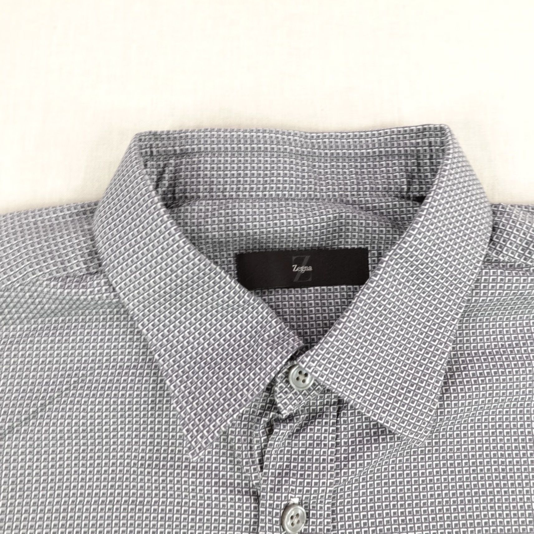 Ermenegildo Zegna Ermenegildo Zegna Shirt Mens XL Gray Checker Button Up Performance Cotton Flex Size US XL / EU 56 / 4 - 2 Thumbnail