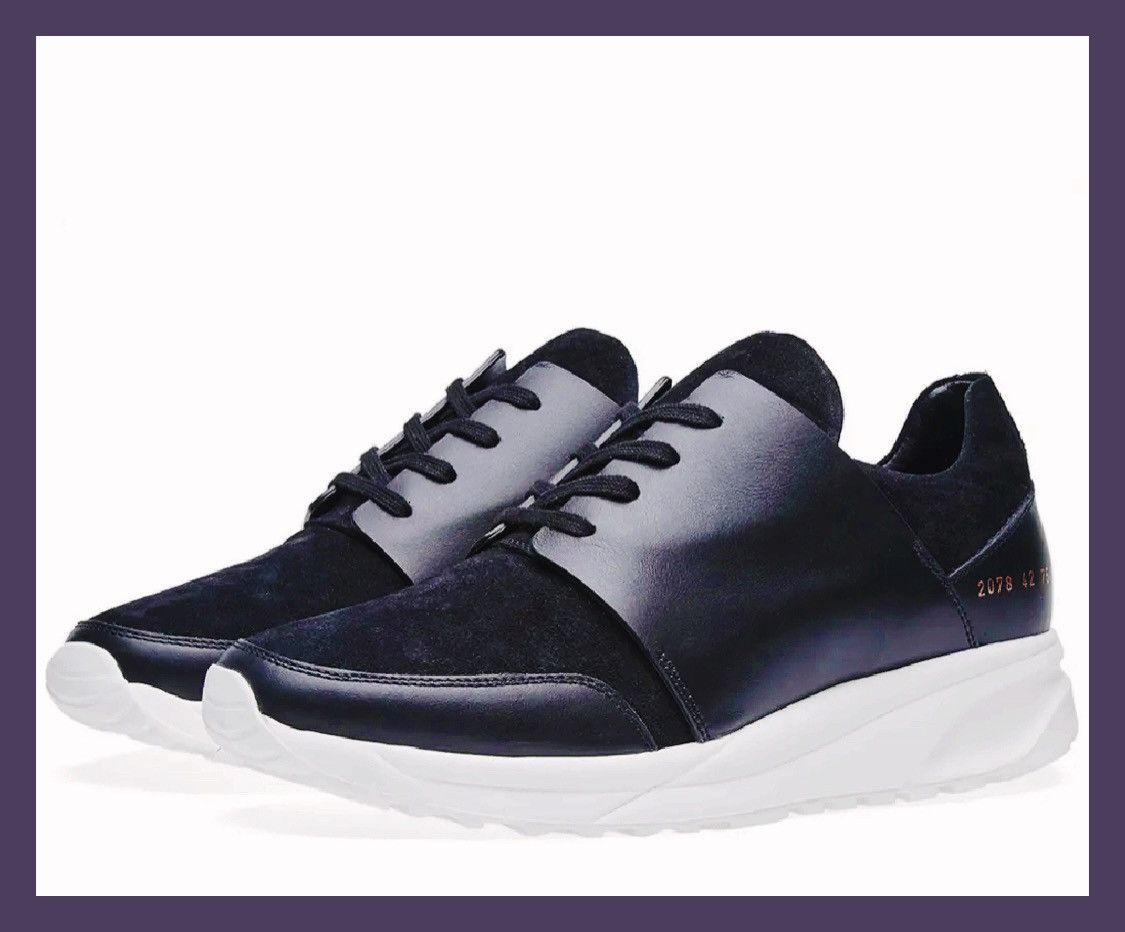 Common Projects Common Projects Original Track Black Leather Sneakers Size US 13 / EU 46 - 1 Thumbnail