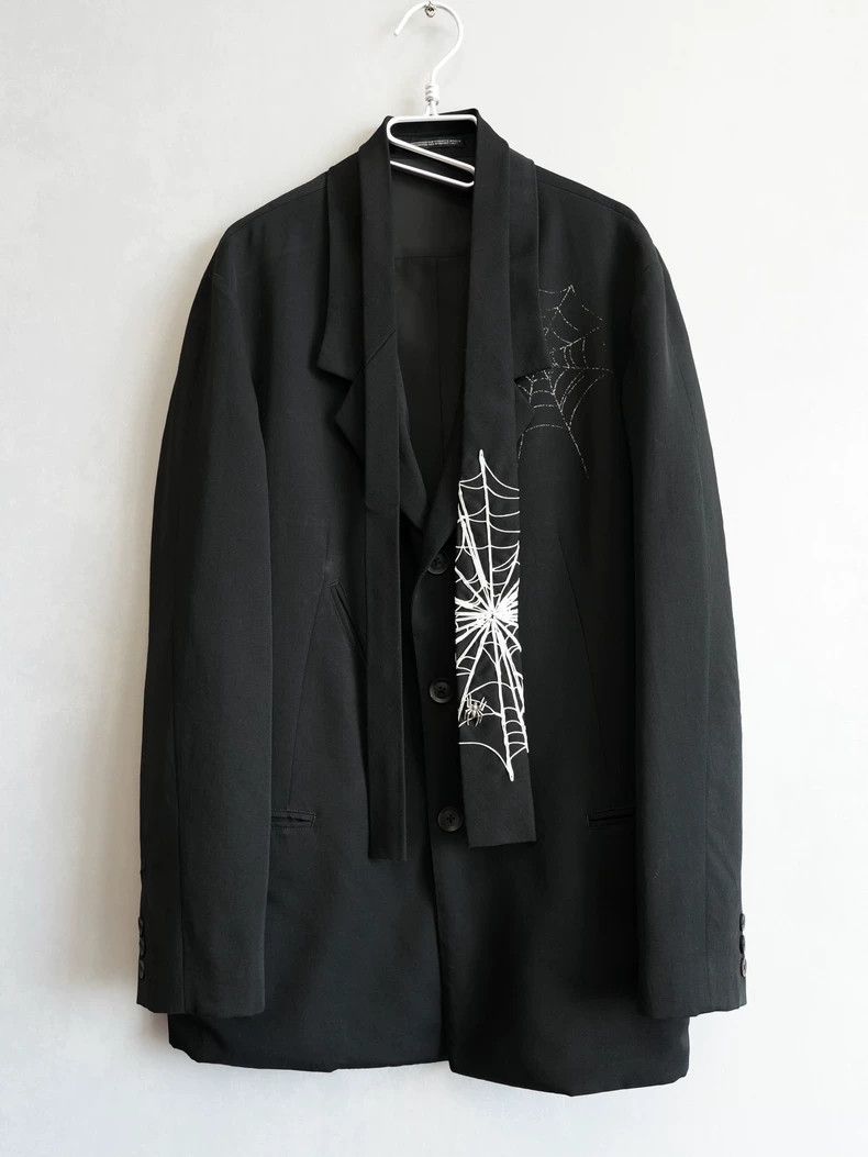 Black Wool Spider Web Jacket-dmc