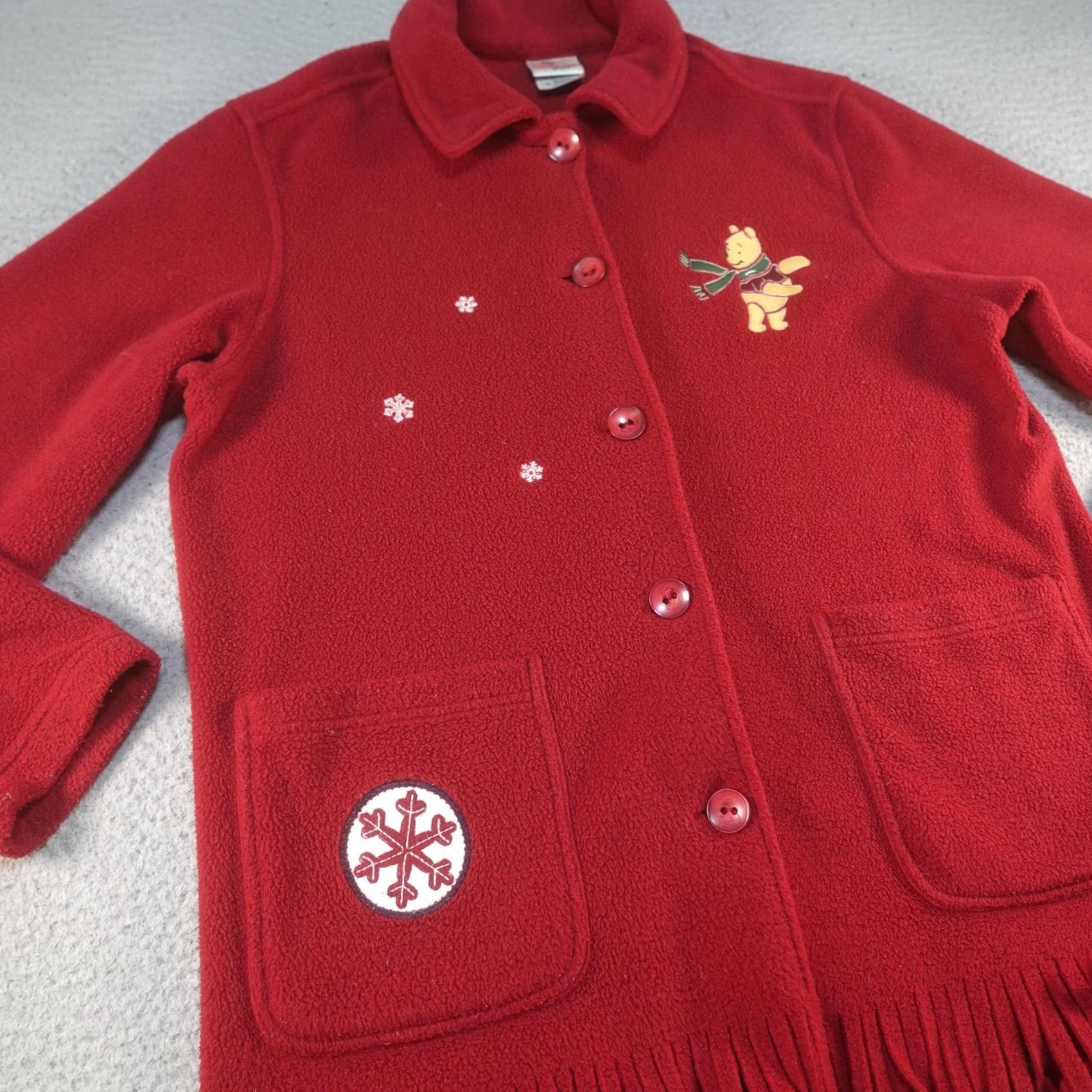 Disney The Disney Store Winnie The Pooh Jacket Womens M Red Fleece Fringe Pockets Size M / US 6-8 / IT 42-44 - 2 Thumbnail