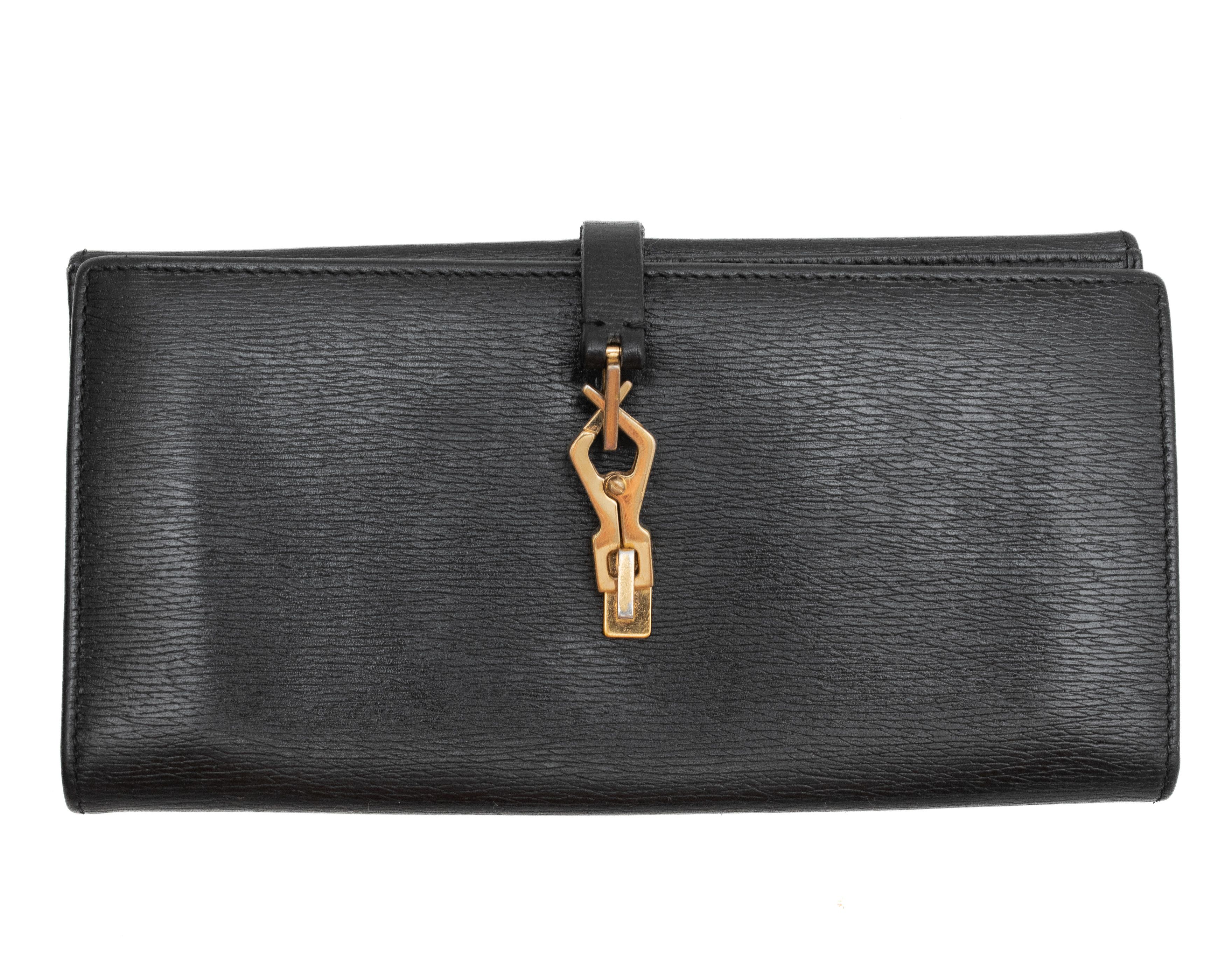 Gucci GUCCI Jackie Black Grained Leather Bifold Wallet Size ONE SIZE - 1 Thumbnail