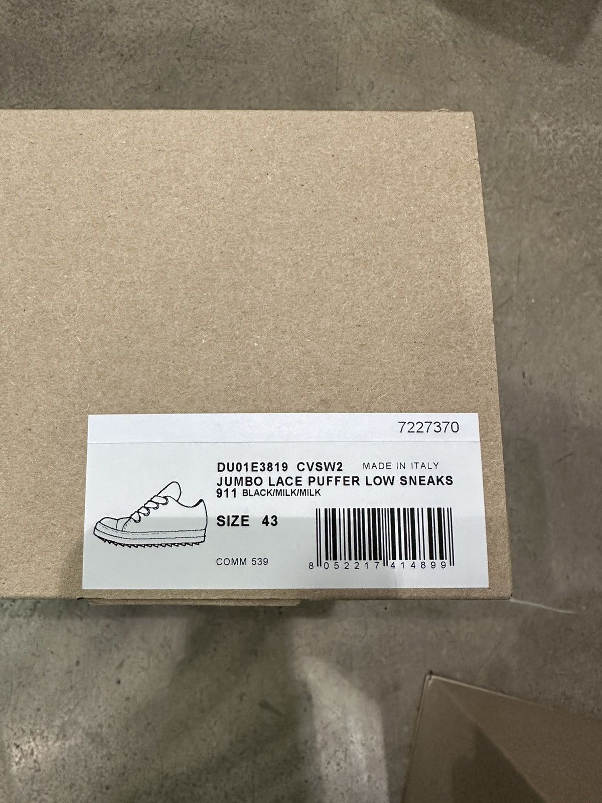 Rick Owens Drkshdw RICK OWENS - DRKSHDW Jumbo Lace Puffer Canvas Low Black Milk Size US 10 / EU 43 - 8 Thumbnail