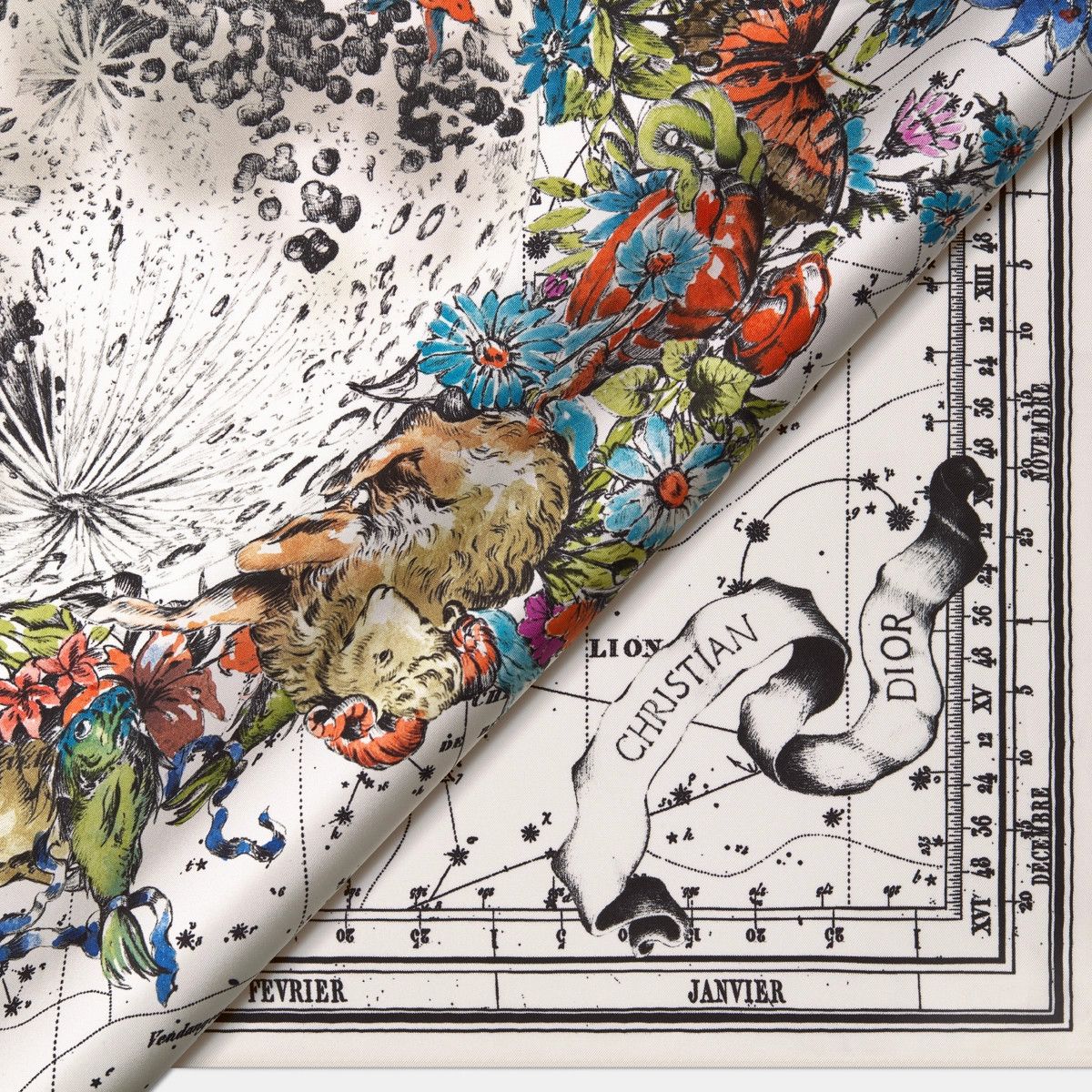 Dior o1bcso1str0226 Size:OS/Zodiac 90 Square Scarf in White Size ONE SIZE - 4 Thumbnail