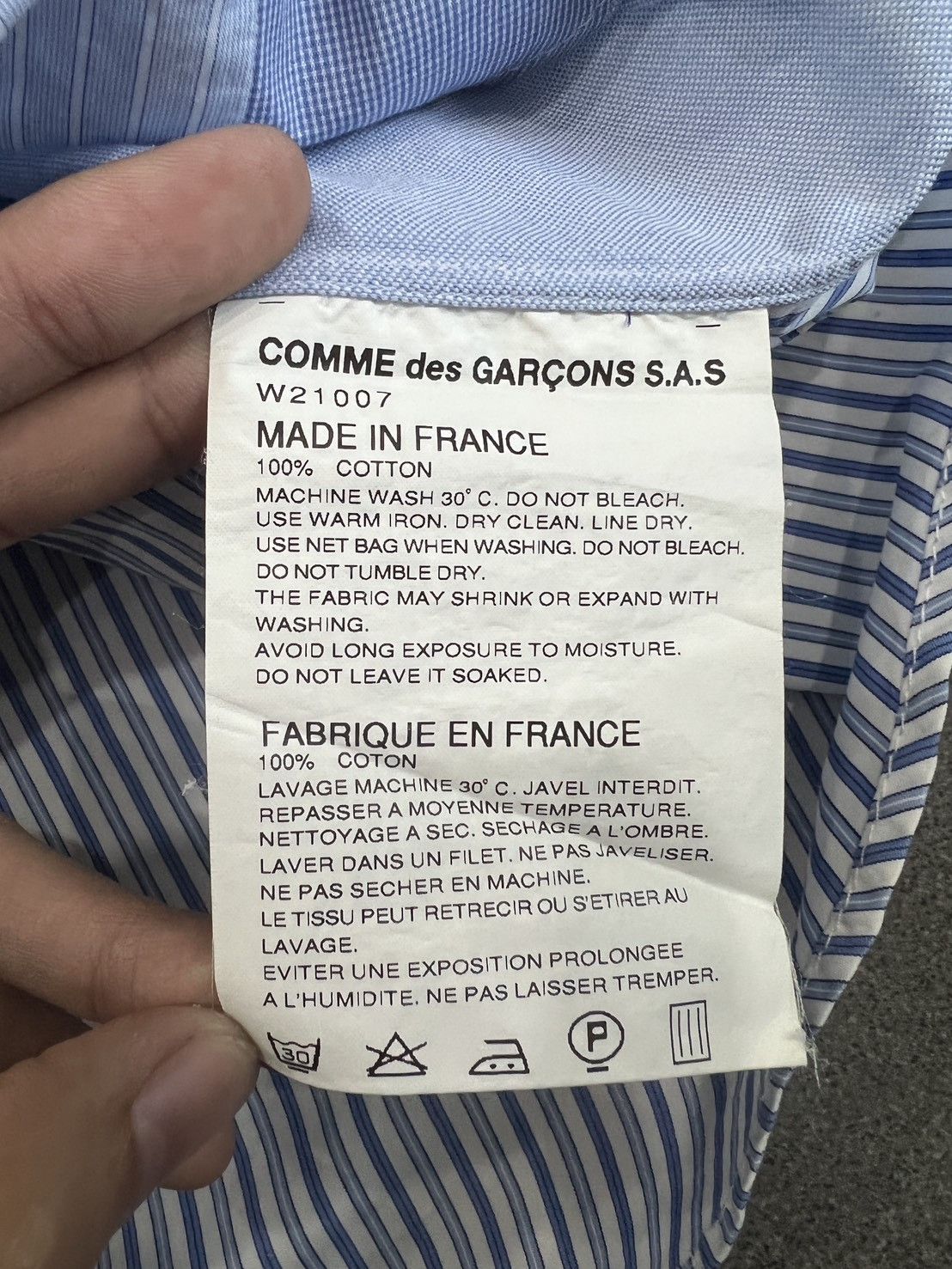 Comme des Garcons Comme des Garçons blue and white patchwork striped shirt Size US M / EU 48-50 / 2 - 6 Thumbnail