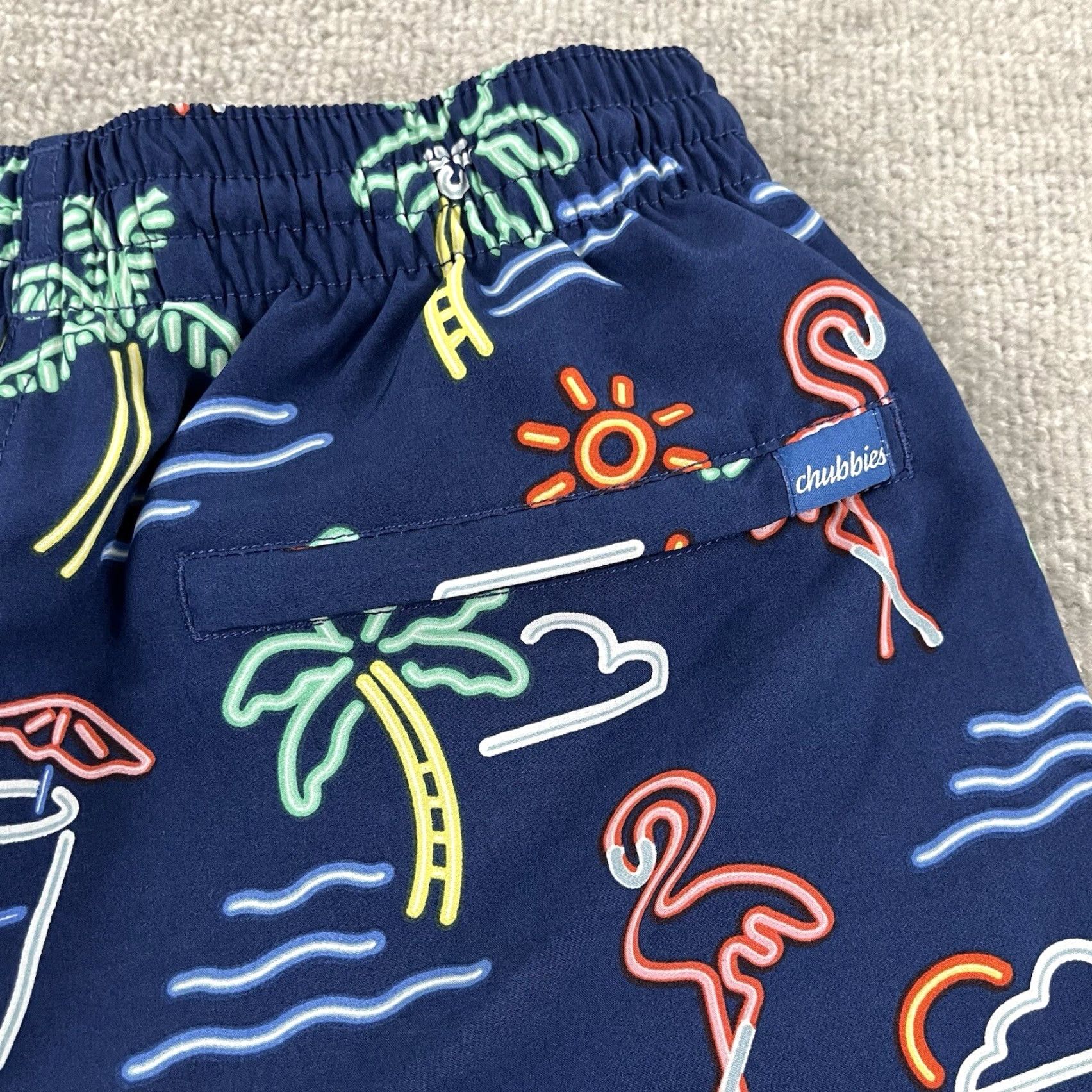 Chubbies CHUBBIES Swim Trunks Mens Medium Blue Neon Lights Lined 5.5" Short Size US 31 - 4 Thumbnail