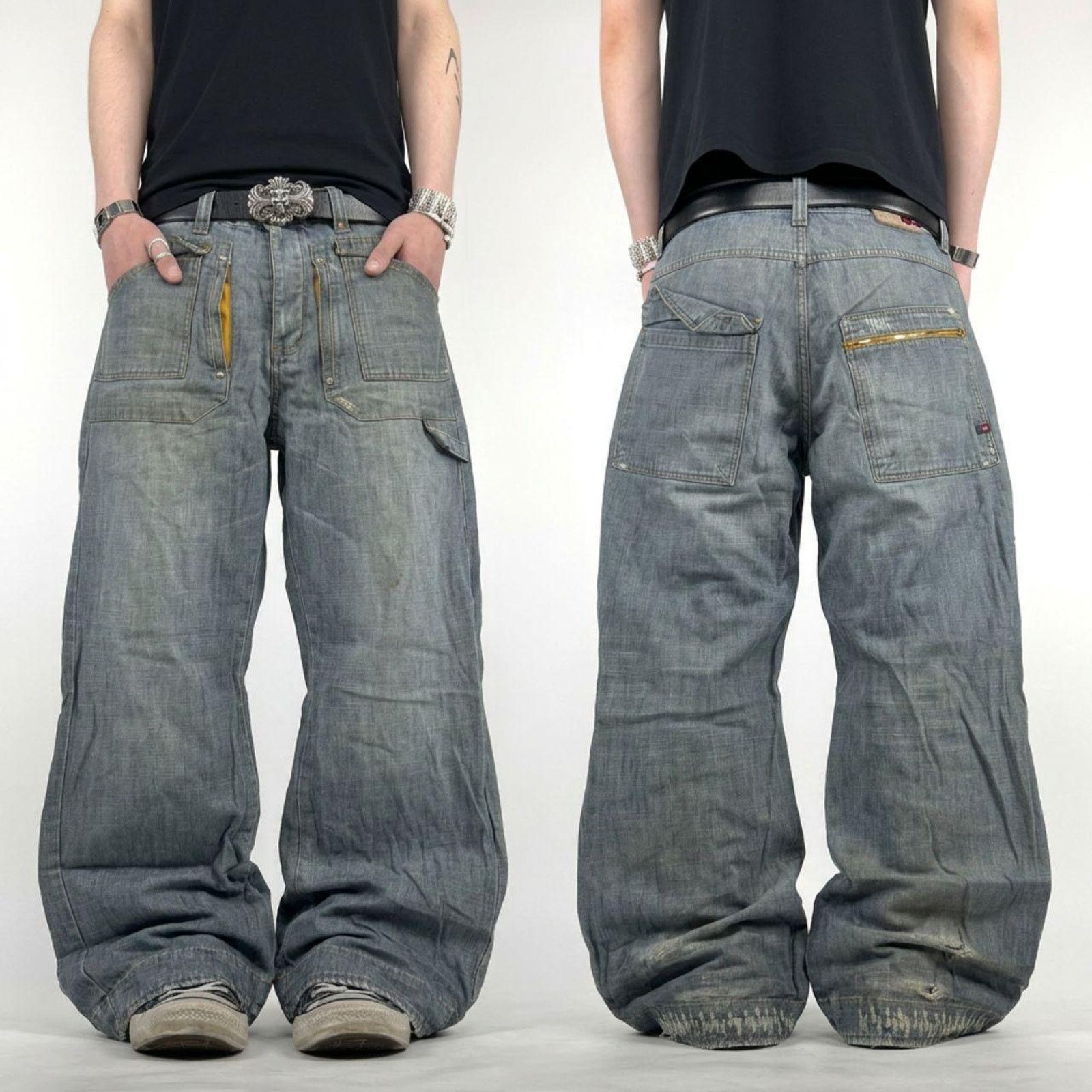 Vintage y2k archive faded quiksilver embroidered baggy jeans