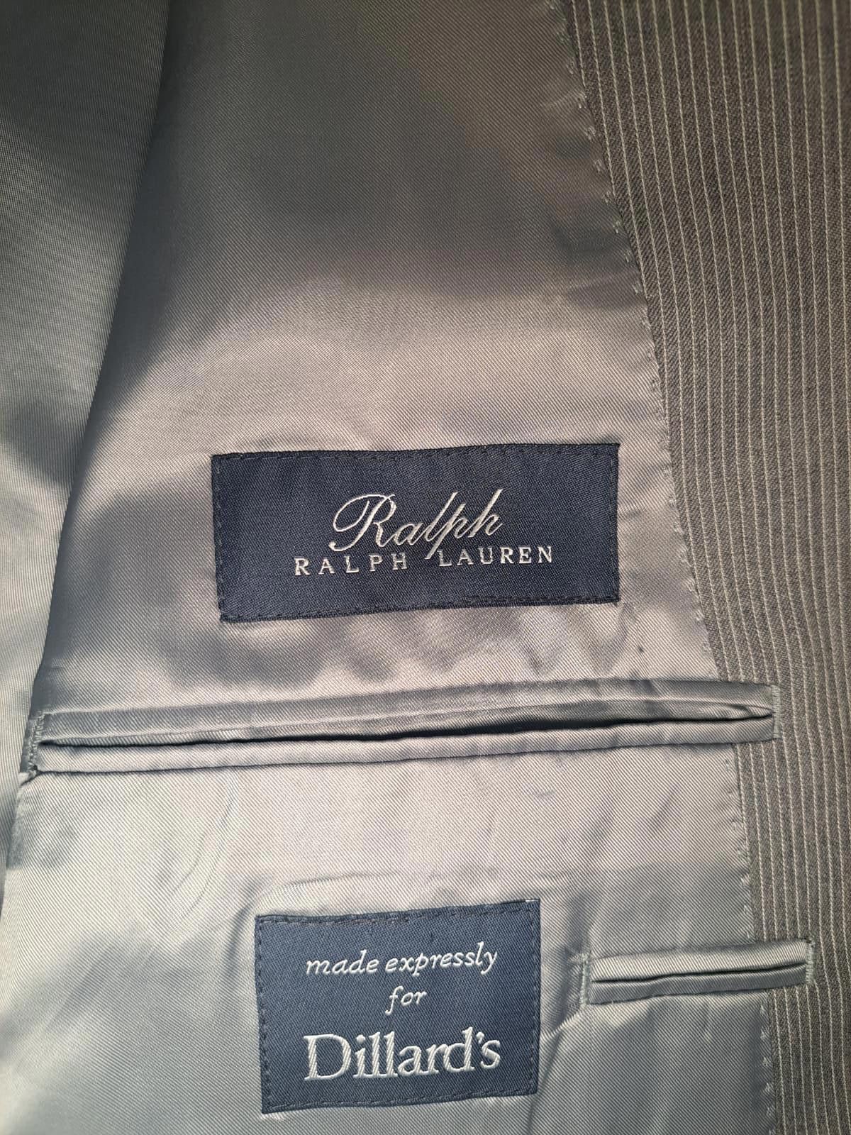 Polo Ralph Lauren Ralph Lauren 3 Piece Suit Mens 46S 38x26 Gray Striped Wool Size 46S - 3 Thumbnail