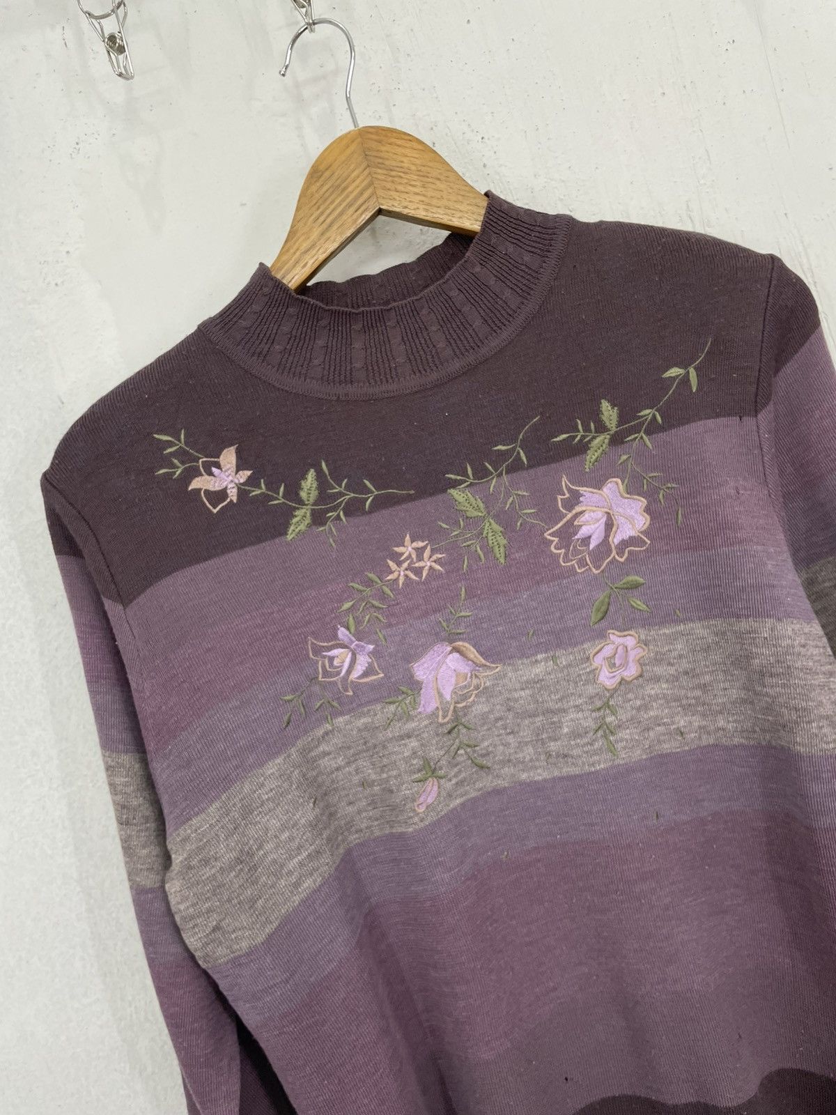 Designer Maream Purple Tone Knitted Sweatshirt Flora Flower Monnet Size US M / EU 48-50 / 2 - 3 Thumbnail
