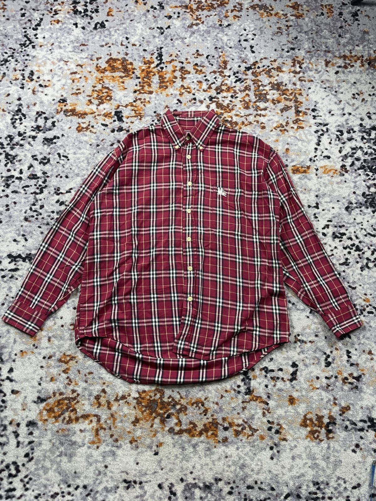 Burberry × Vintage Vintage Burberrys nova check shirt red size M to L Size US M / EU 48-50 / 2 - 2 Thumbnail