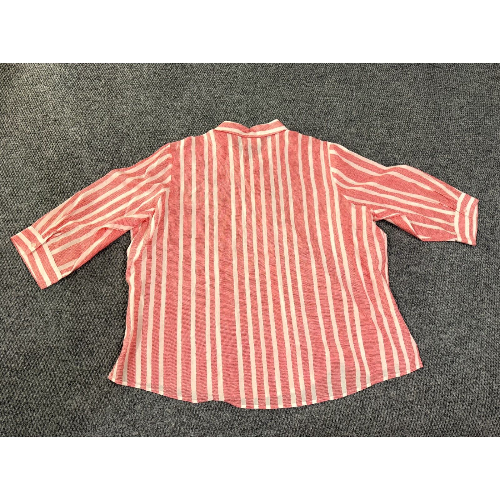 Vintage Chicos Blouse Shirt Womens 3 Red White Striped Long Sleeve Button Up Casual Silk Cotton Regular Size XS / US 0-2 / IT 36-38 - 7 Thumbnail