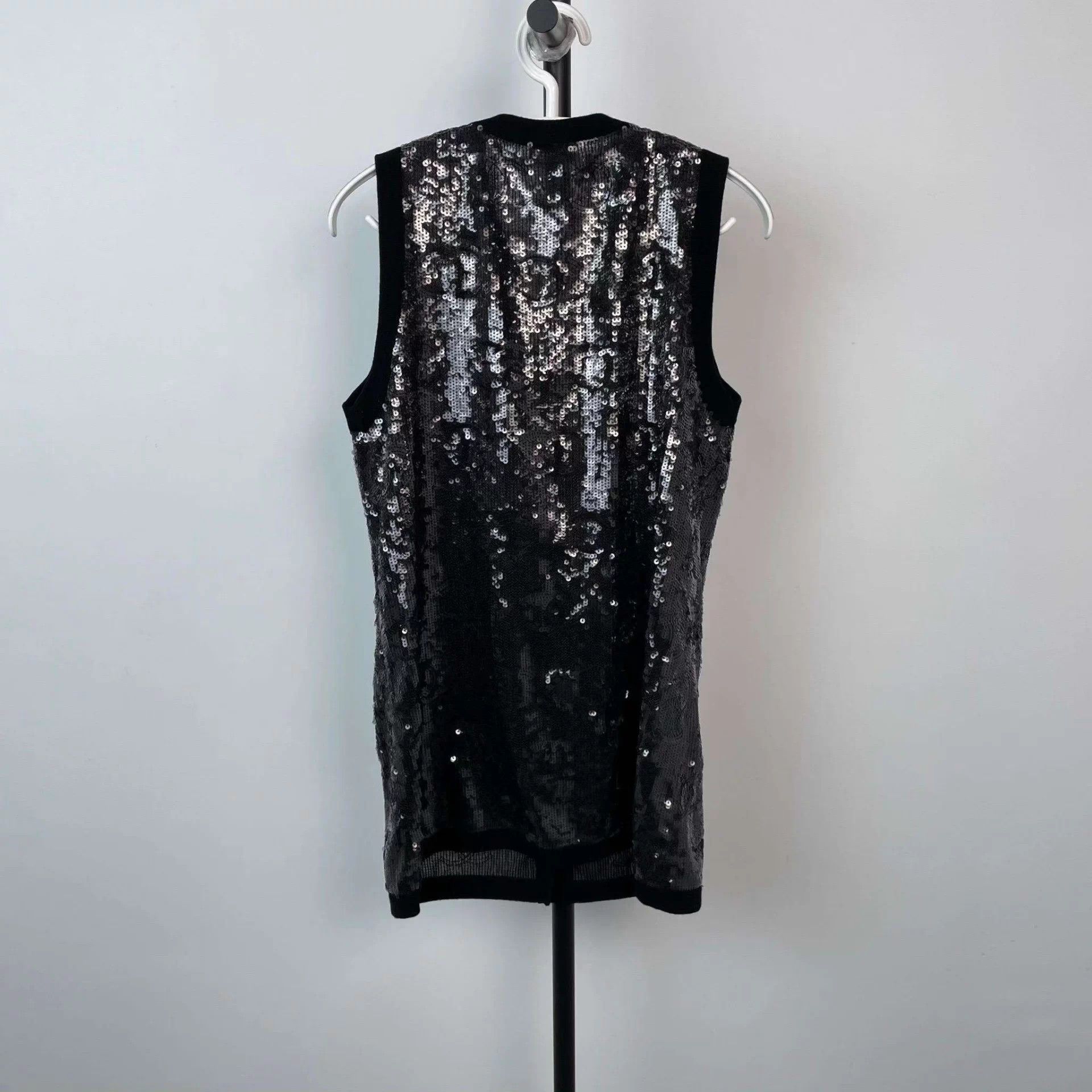 Chanel Chanel Sequin Crystal Longline Black Vest EU38 SS22 Size S / US 4 / IT 40 - 2 Thumbnail
