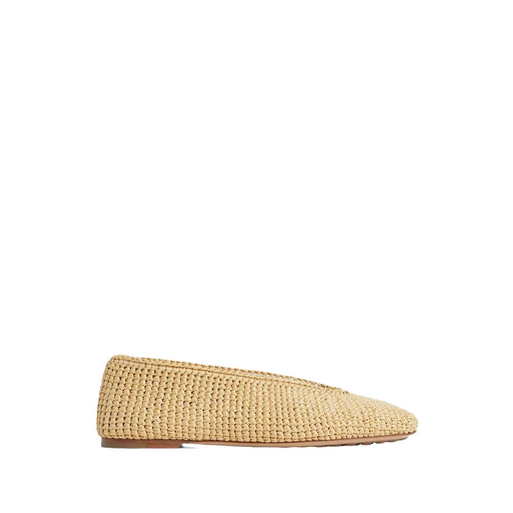 BOTTEGA VENETA Rosa $1450 Natural Raffia Ballerina Flats New