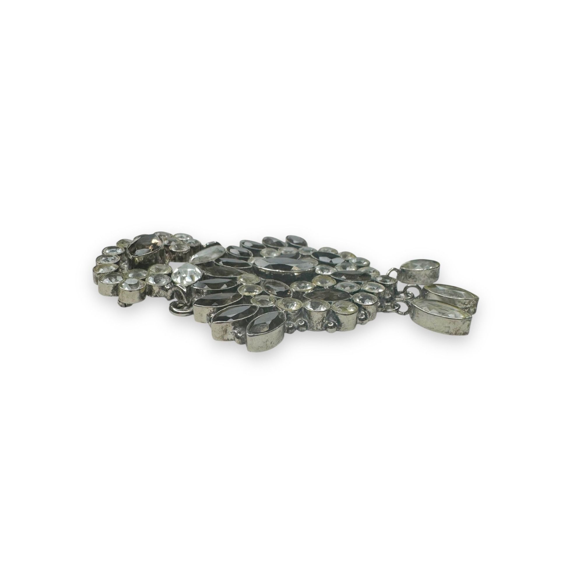 Other Vintage Sterling Silver Smoky Quartz & Crystal Brooch Pin Pe Size ONE SIZE - 10 Thumbnail