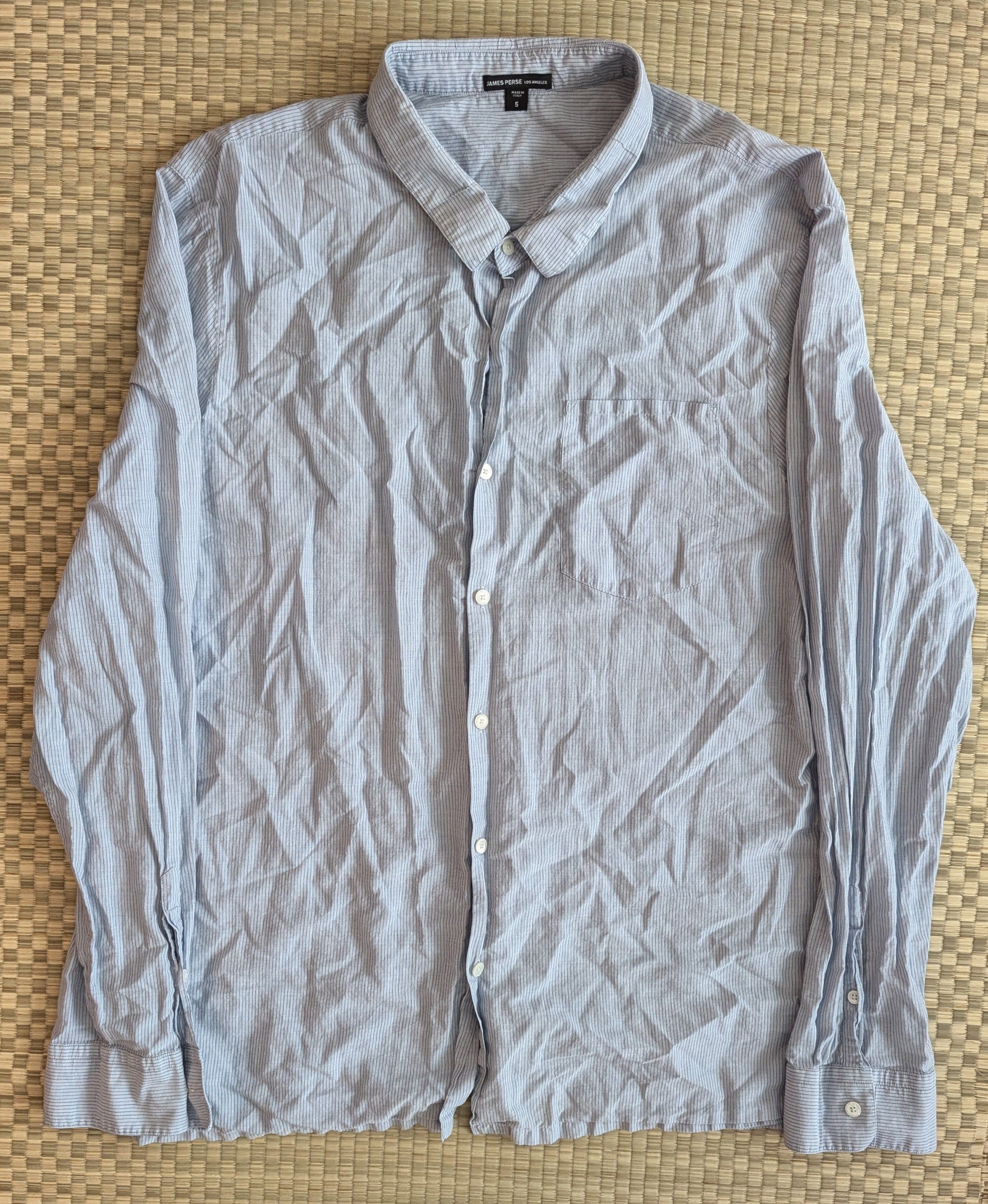 James Perse Pinstripe Featherweight Shirt Made in Italy