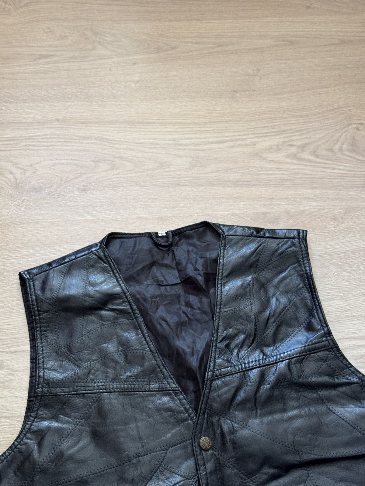Genuine Leather Vintage Genuine Leather Patchwork Western Cowboy Black Vest Size US L / EU 52-54 / 3 - 2 Thumbnail