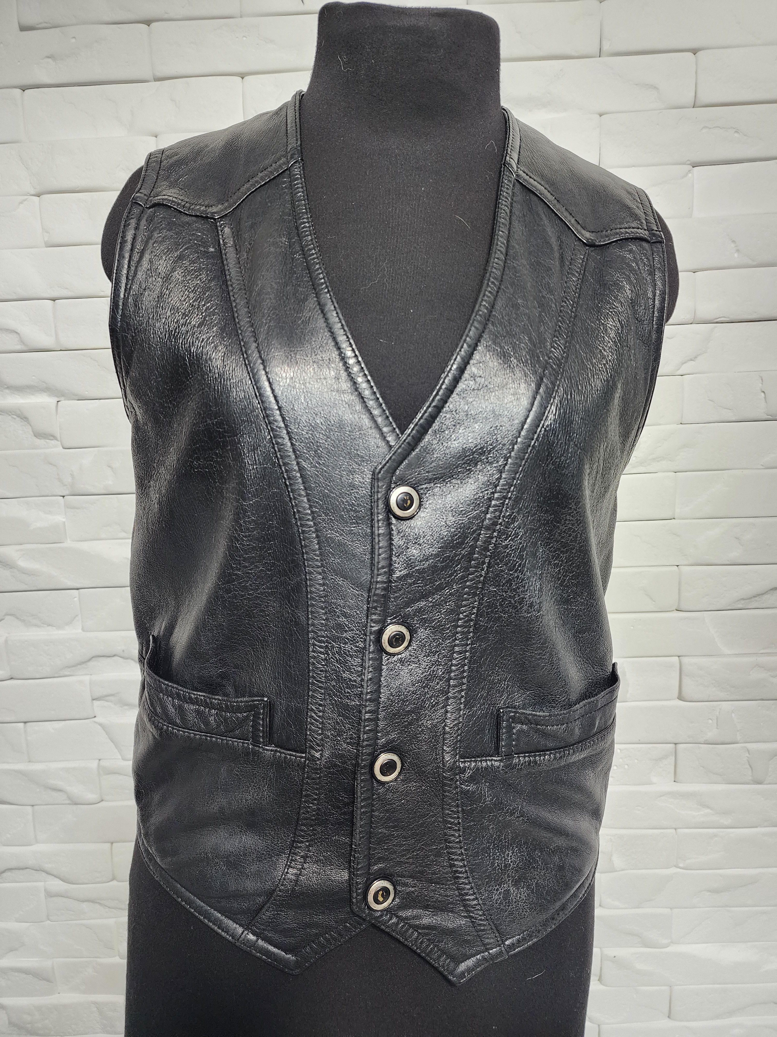 Other Genuine Leather Vest: Black Waistcoat Size US M / EU 48-50 / 2 - 1 Thumbnail