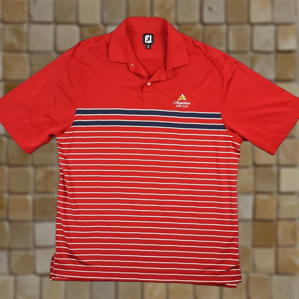 Footjoy VINTAGE FootJoy Polo Shirt Red Striped Augustine Golf Club FJ Men's XL Button Athletic Shirt Men's Size US XL / EU 56 / 4 - 1 Thumbnail