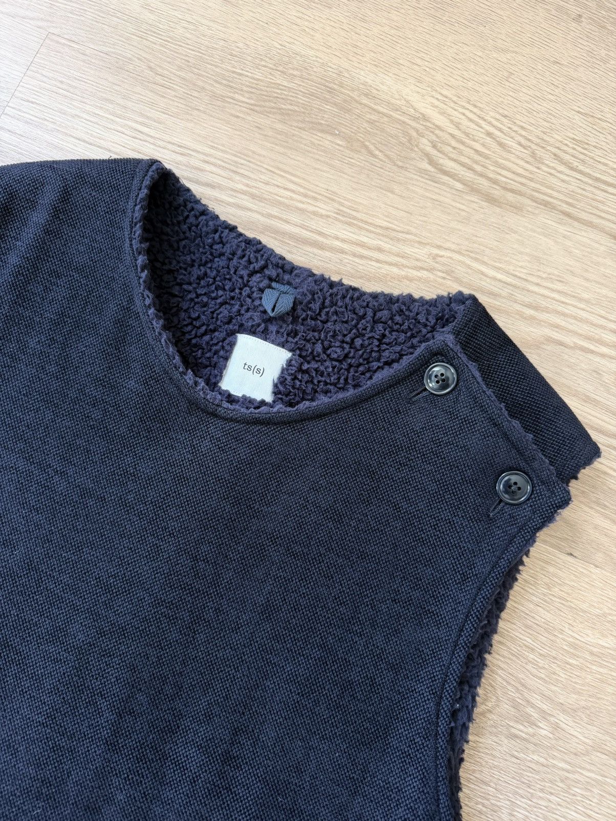 Ts(S) Indigo Cotton Viscose Faux Fur Lined Over Vest Japan Size US L / EU 52-54 / 3 - 3 Thumbnail