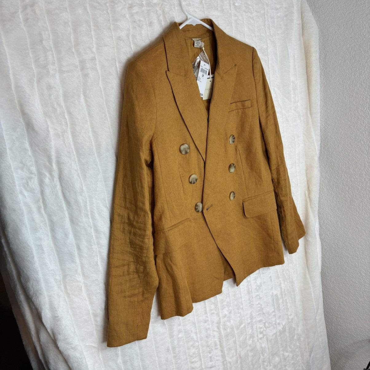 Magaschoni Magaschoni Blazer Linen Gold Double Breasted Lined Jacket S Size S / US 4 / IT 40 - 2 Thumbnail
