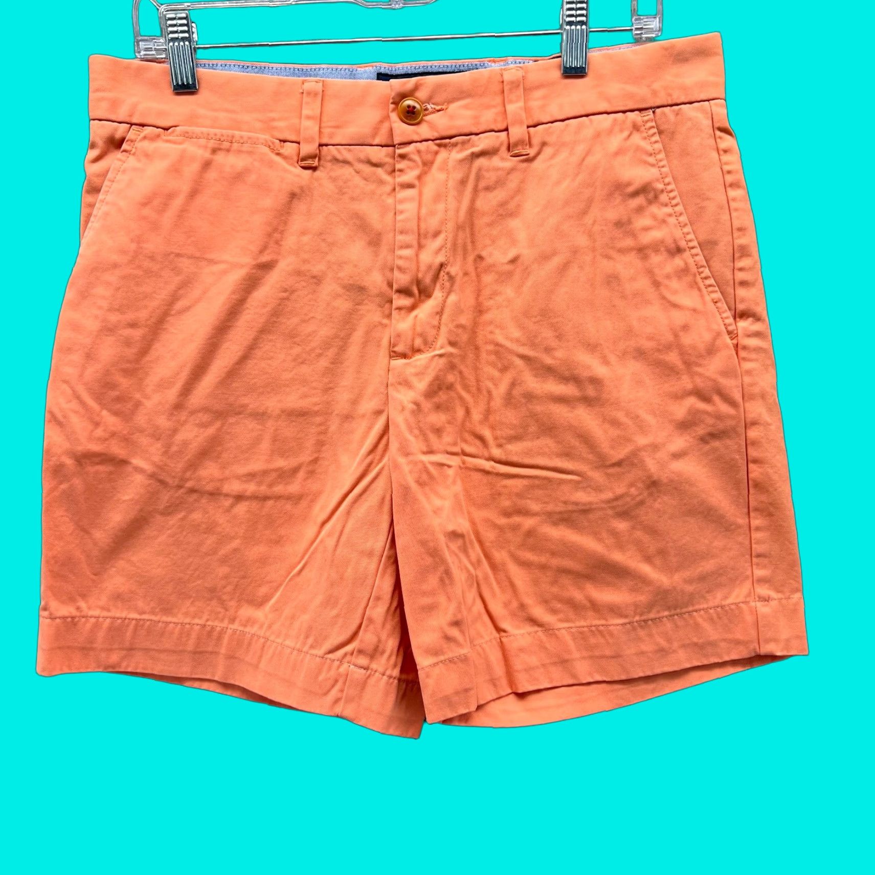 Tommy Hilfiger Tommy Hilfiger Shorts Mens 32 Orange Chino Flat Front Classic Fit Canvas Cotton Shorts Size US 32 / EU 48 - 1 Thumbnail
