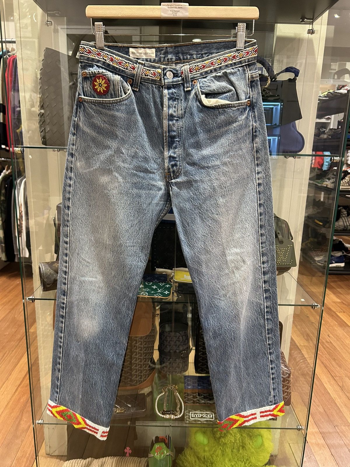 Bergdorf Goodman Bergdorf Goodman X Levis Hand Beaded 501 Jeans Size US 33 - 1 Thumbnail
