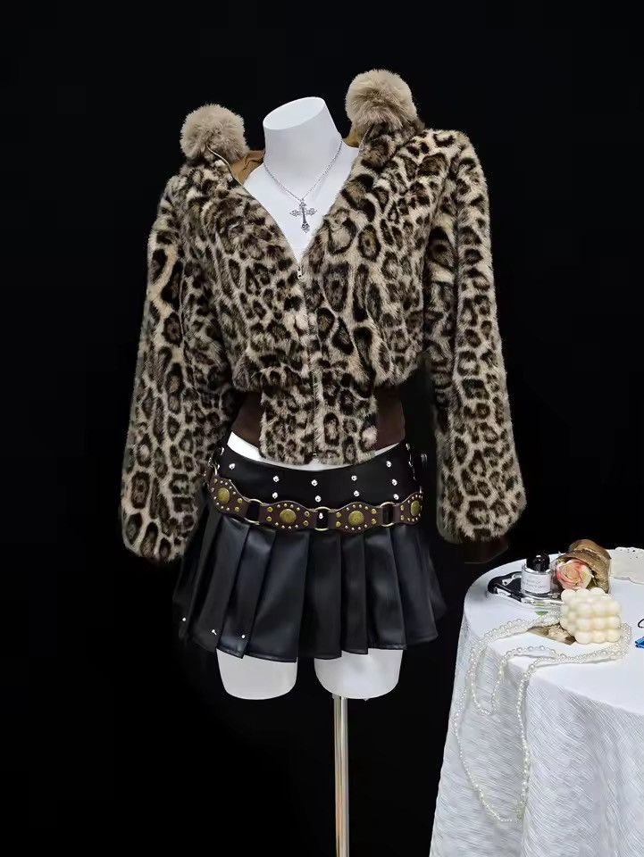 Other Leopard Y2k Fur Hoodie Streetwear Vintage Retro Style Fluffy Size M / US 6-8 / IT 42-44 - 6 Thumbnail