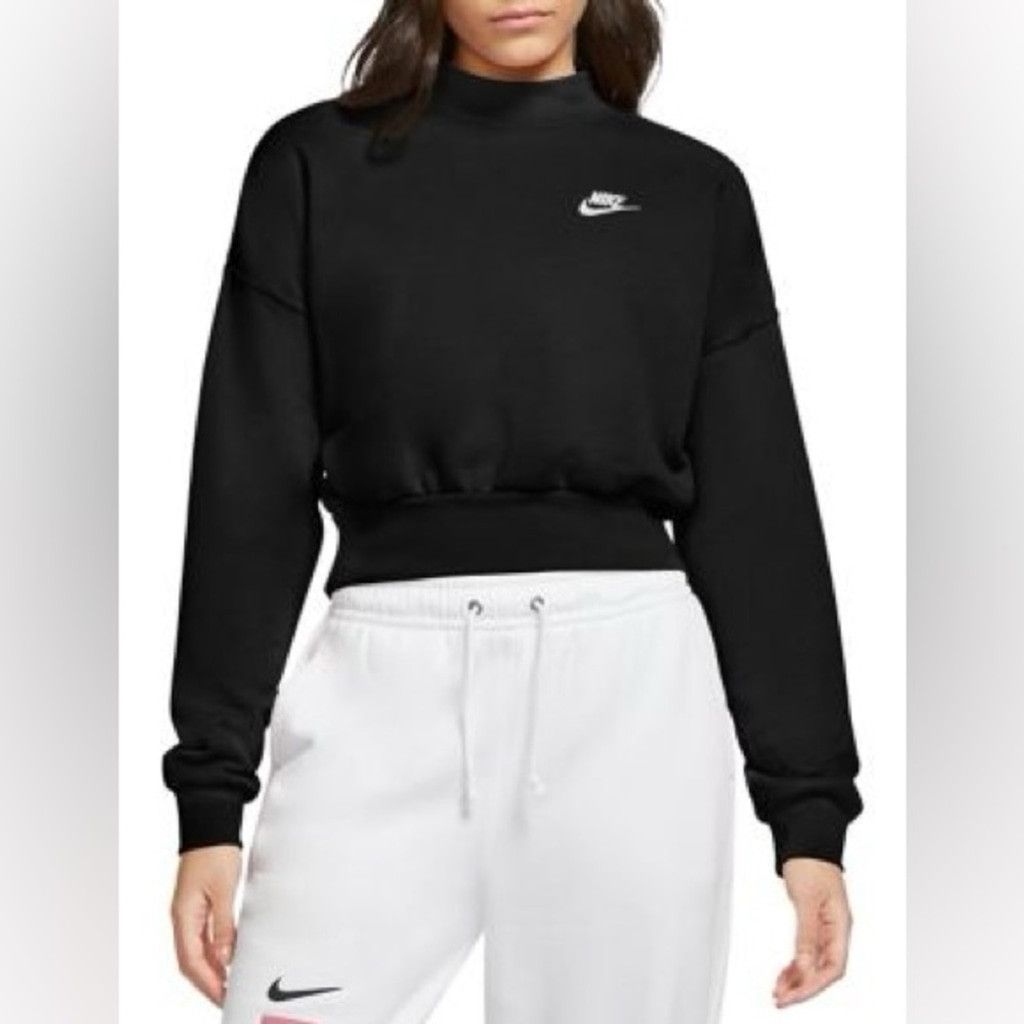 Nike Nike Essential Mock Neck Cropped Sweatshirt in Black Size M Size M / US 6-8 / IT 42-44 - 2 Thumbnail