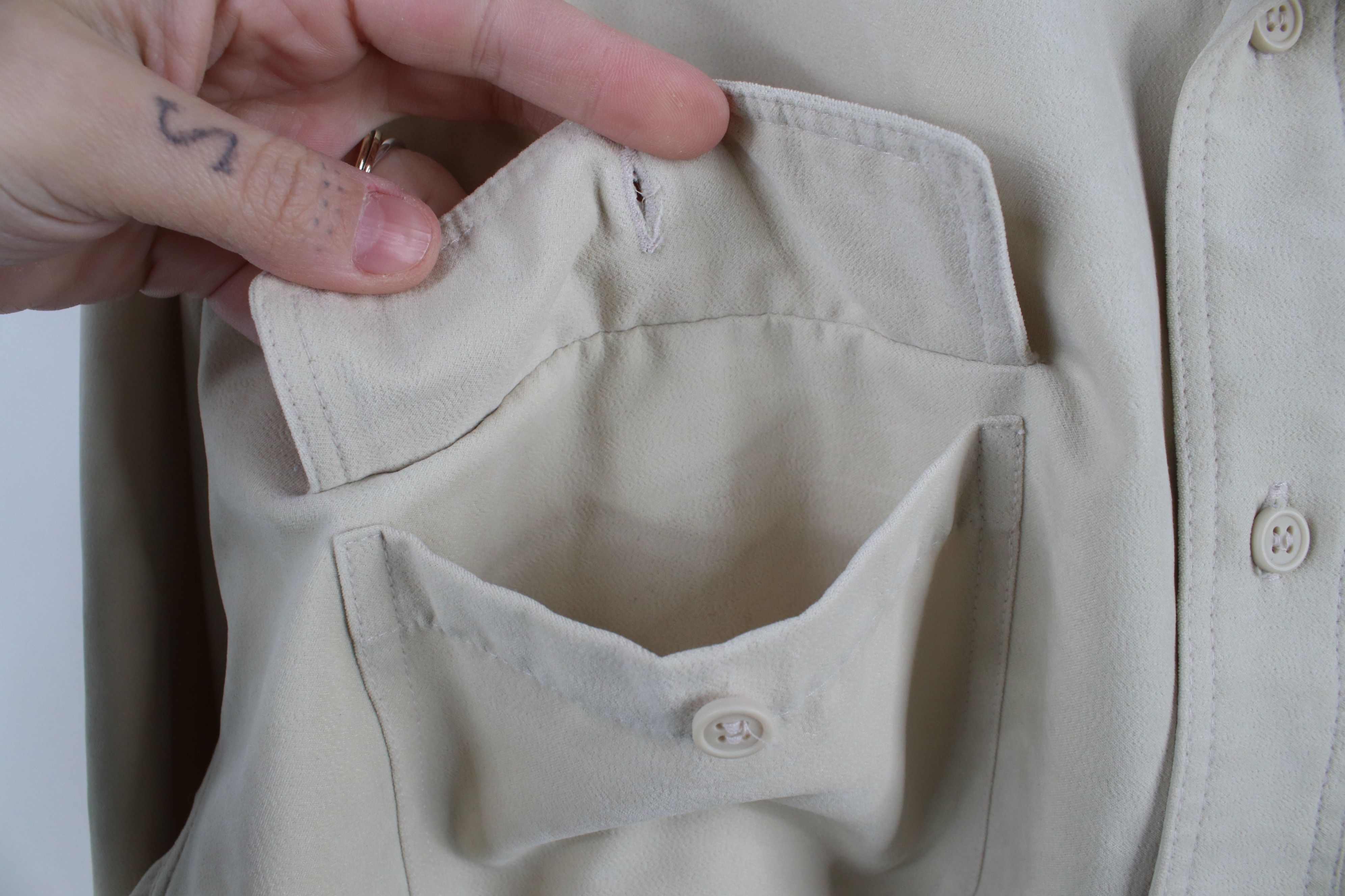 Vintage Vintage 90s Streetwear Double Pocket Button Shirt Beige Size US XL / EU 56 / 4 - 7 Thumbnail