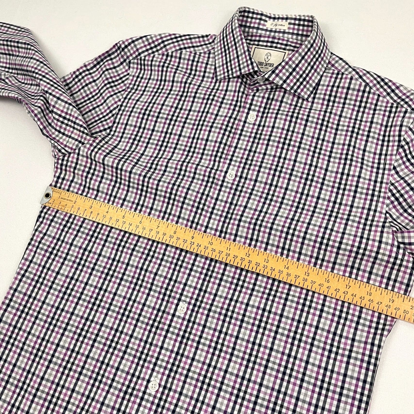 Todd Snyder Todd Snyder Shirt Mens 14.5 32/33 Purple Plaid Cutaway Dress Button Up Preppy Shirt Size 40R - 6 Thumbnail