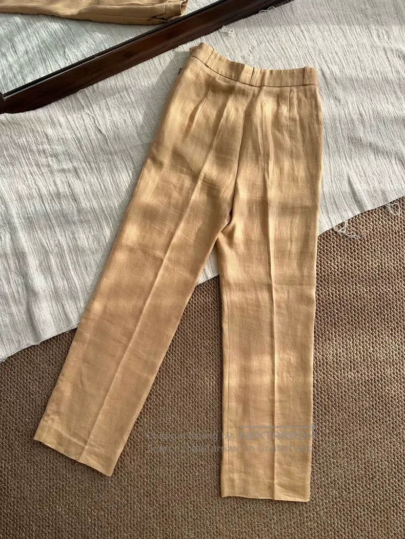 Hermes Hermes Solid Color Side Buttoned Linen Straight Casual Pan Size 26" / US 2 / IT 38 - 2 Thumbnail