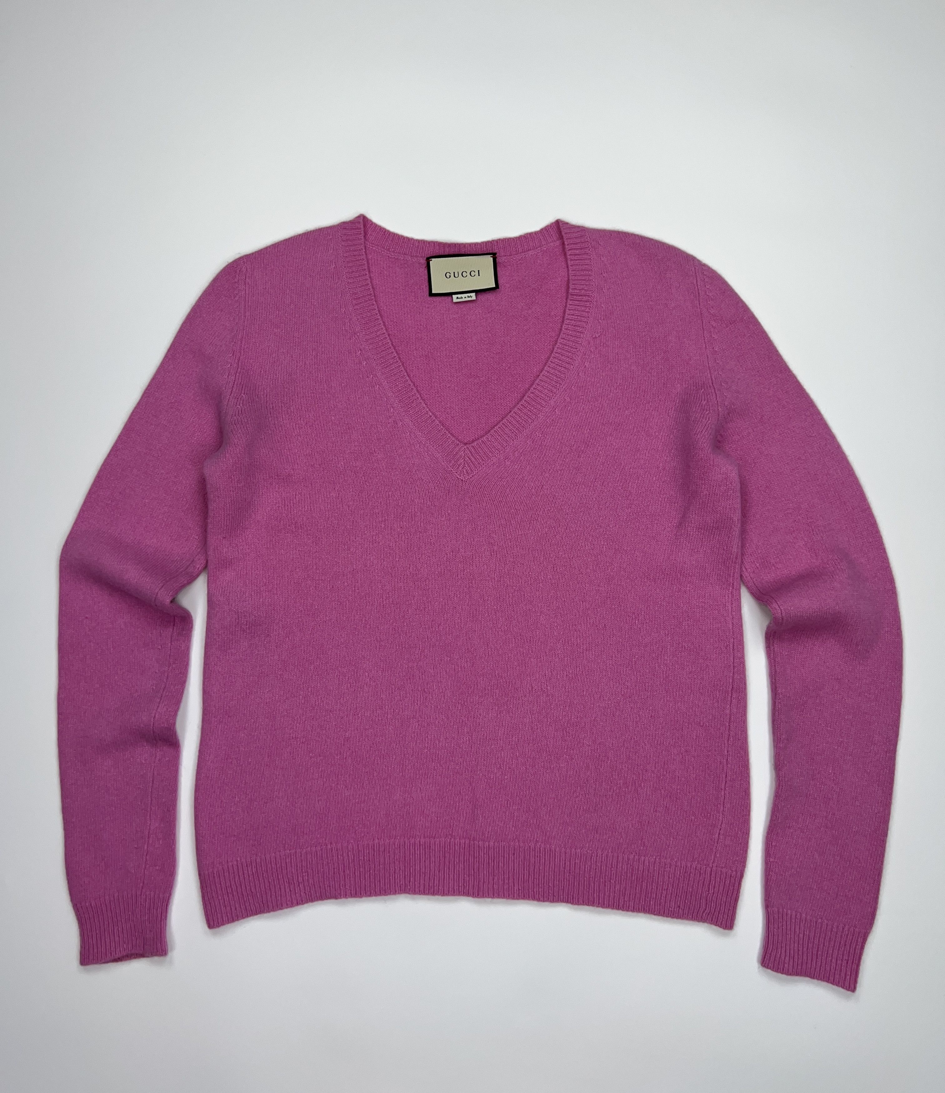 Gucci Gucci V Neck Pink Wool Cashmere Sweater Size M / US 6-8 / IT 42-44 - 3 Thumbnail