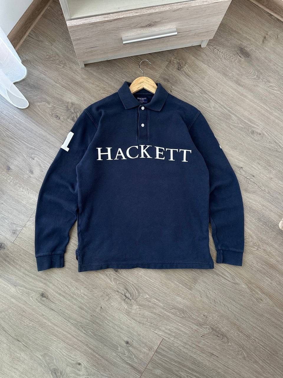 Hackett × Vintage Vintage Hackett 1 Blue Big Logo Rugby Sweatshirt Size US S / EU 44-46 / 1 - 1 Thumbnail