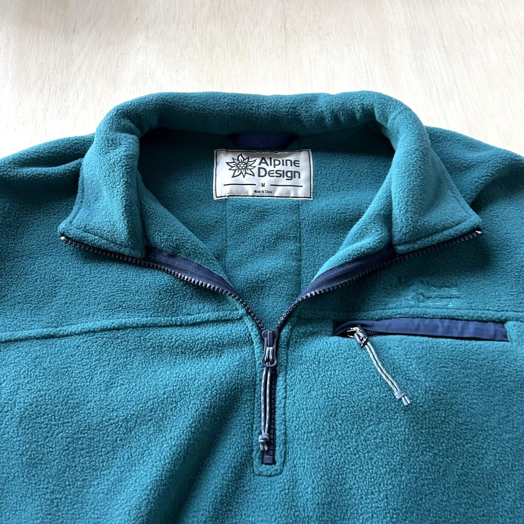 Vintage Alpine Design Jacket Mens M Green 1/4 Zip Fleece Pockets Thermal Outdoor Hiking Shoes? Size US M / EU 48-50 / 2 - 2 Thumbnail